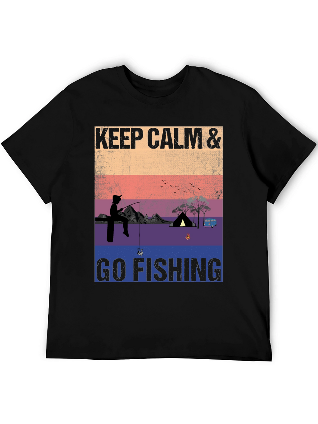 Keep Calm & Go Fishing T-Shirt Camping Adventure Tee