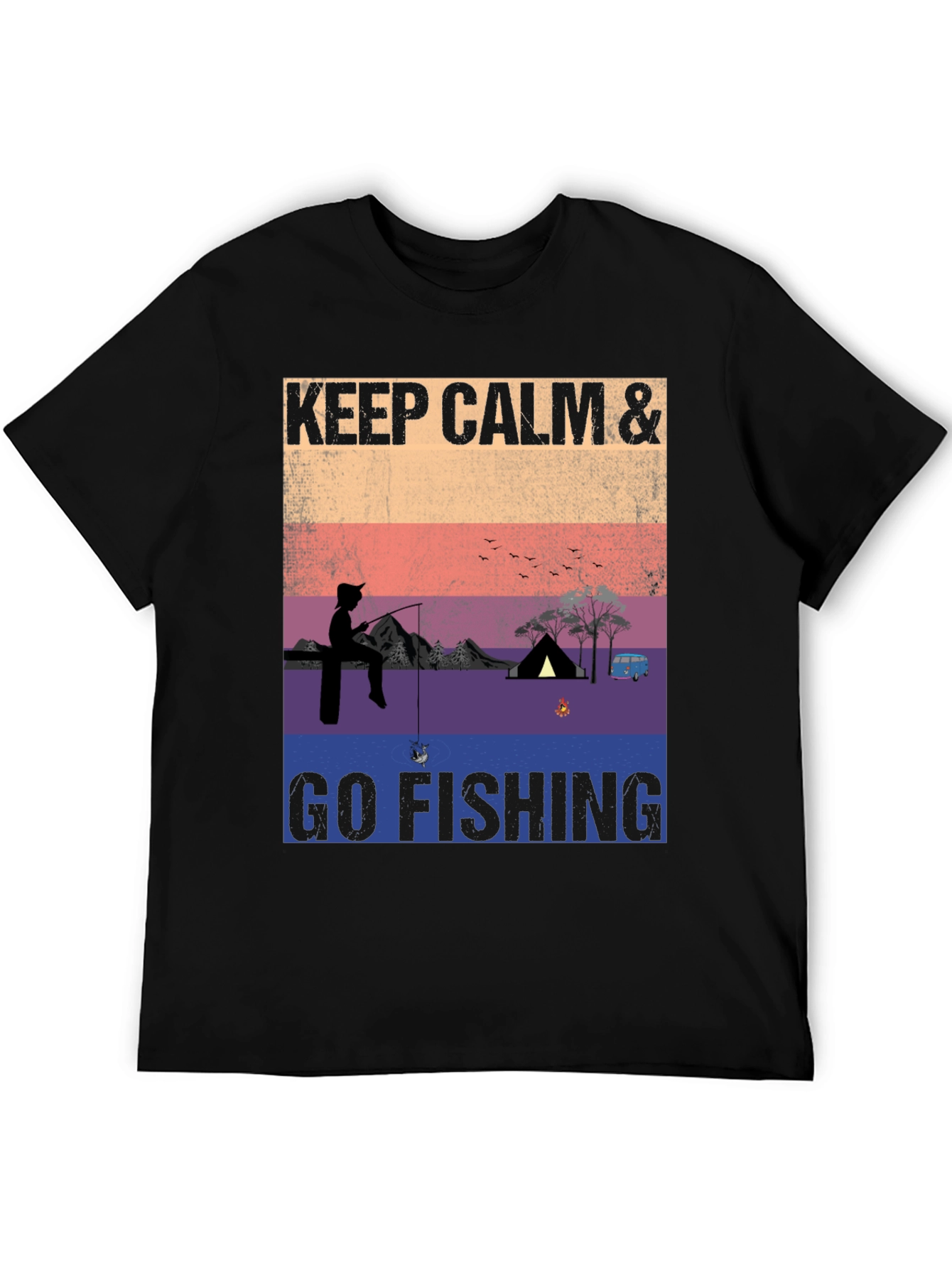 Keep Calm & Go Fishing T-Shirt Camping Adventure Tee