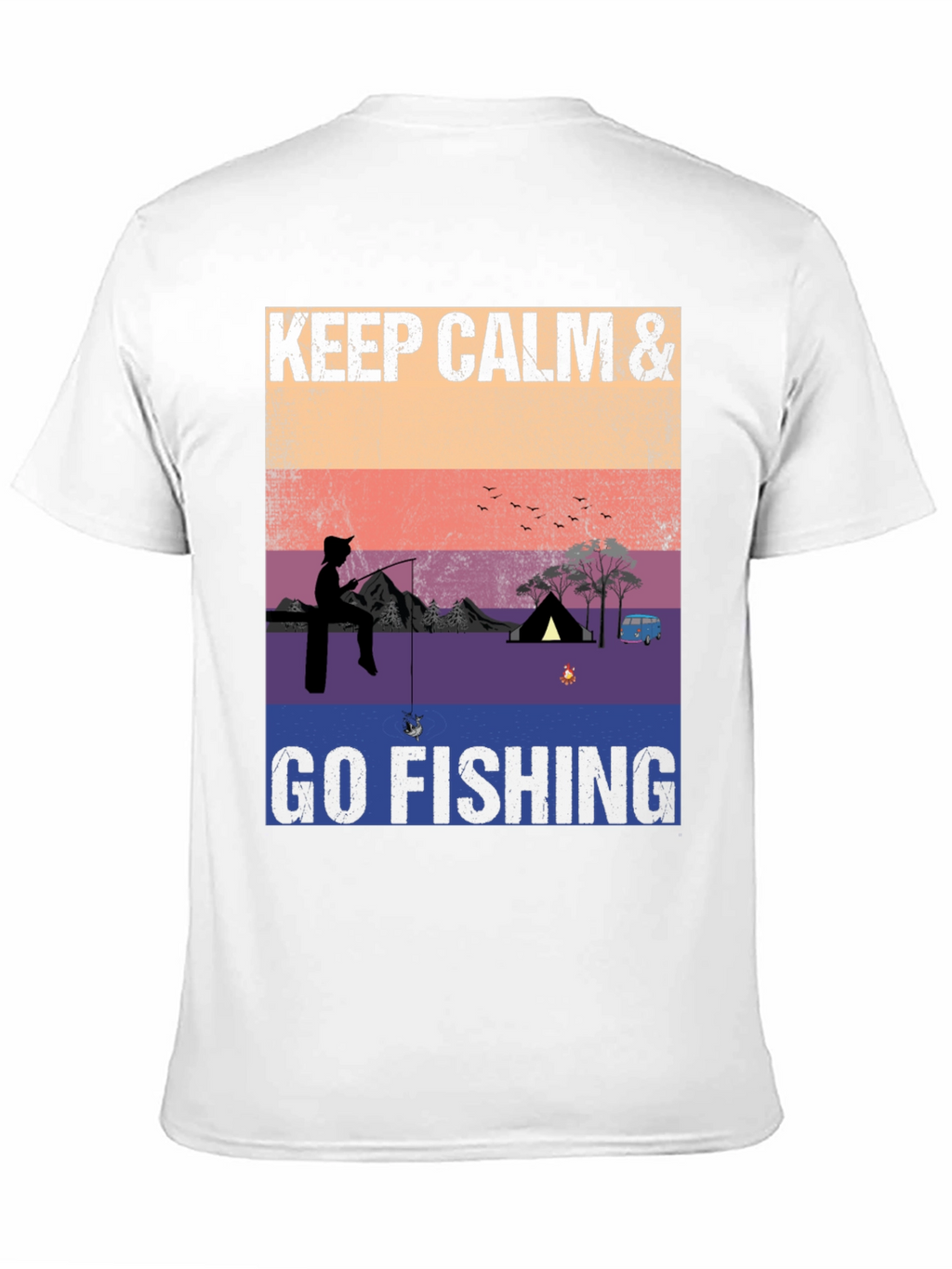Keep Calm & Go Fishing T-Shirt Camping Adventure Tee