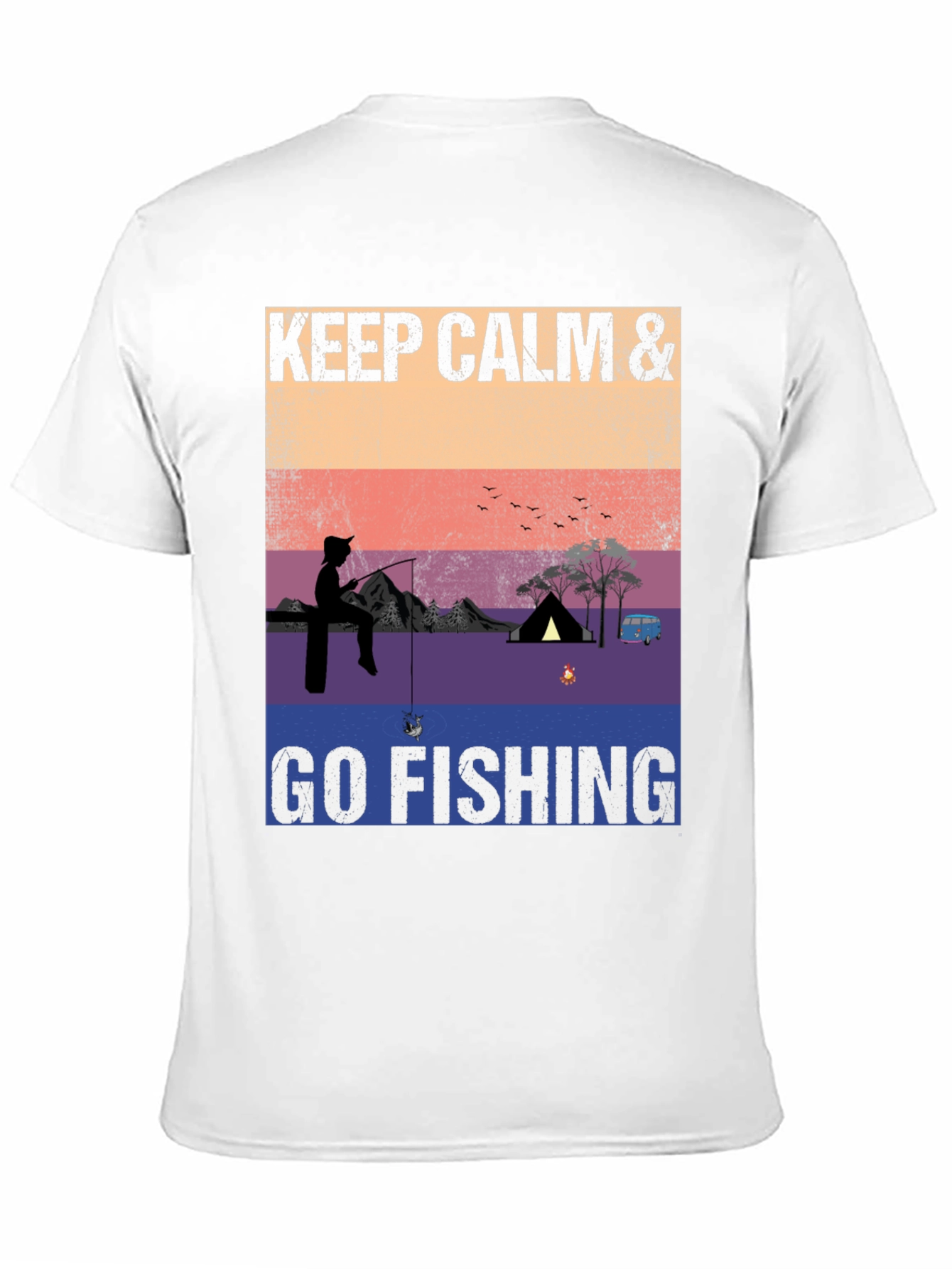 Keep Calm & Go Fishing T-Shirt Camping Adventure Tee