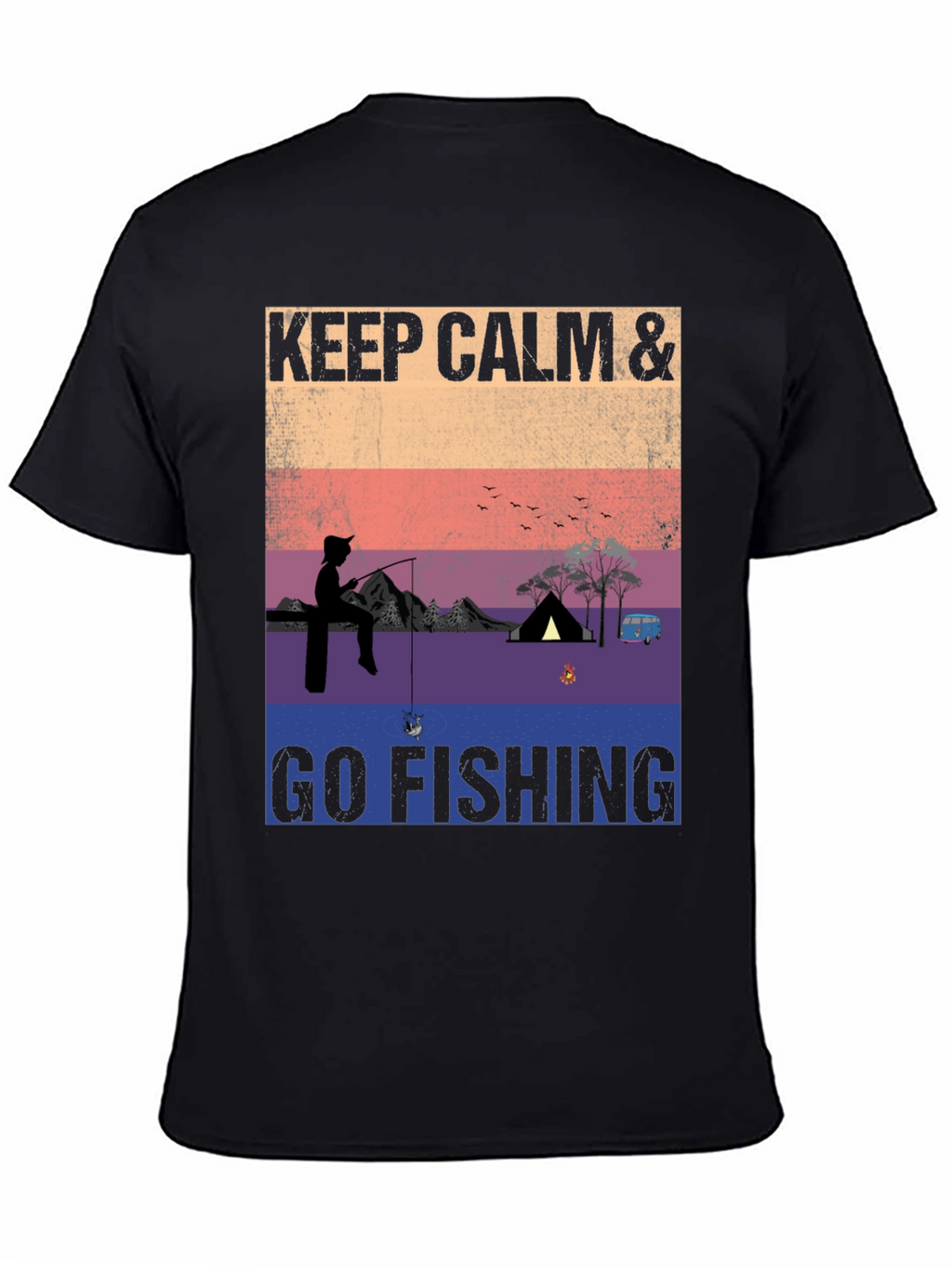 Keep Calm & Go Fishing T-Shirt Camping Adventure Tee