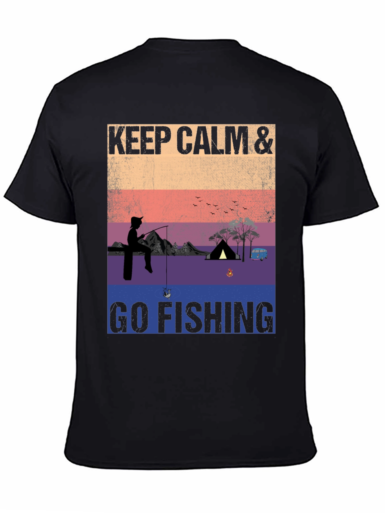 Keep Calm & Go Fishing T-Shirt Camping Adventure Tee