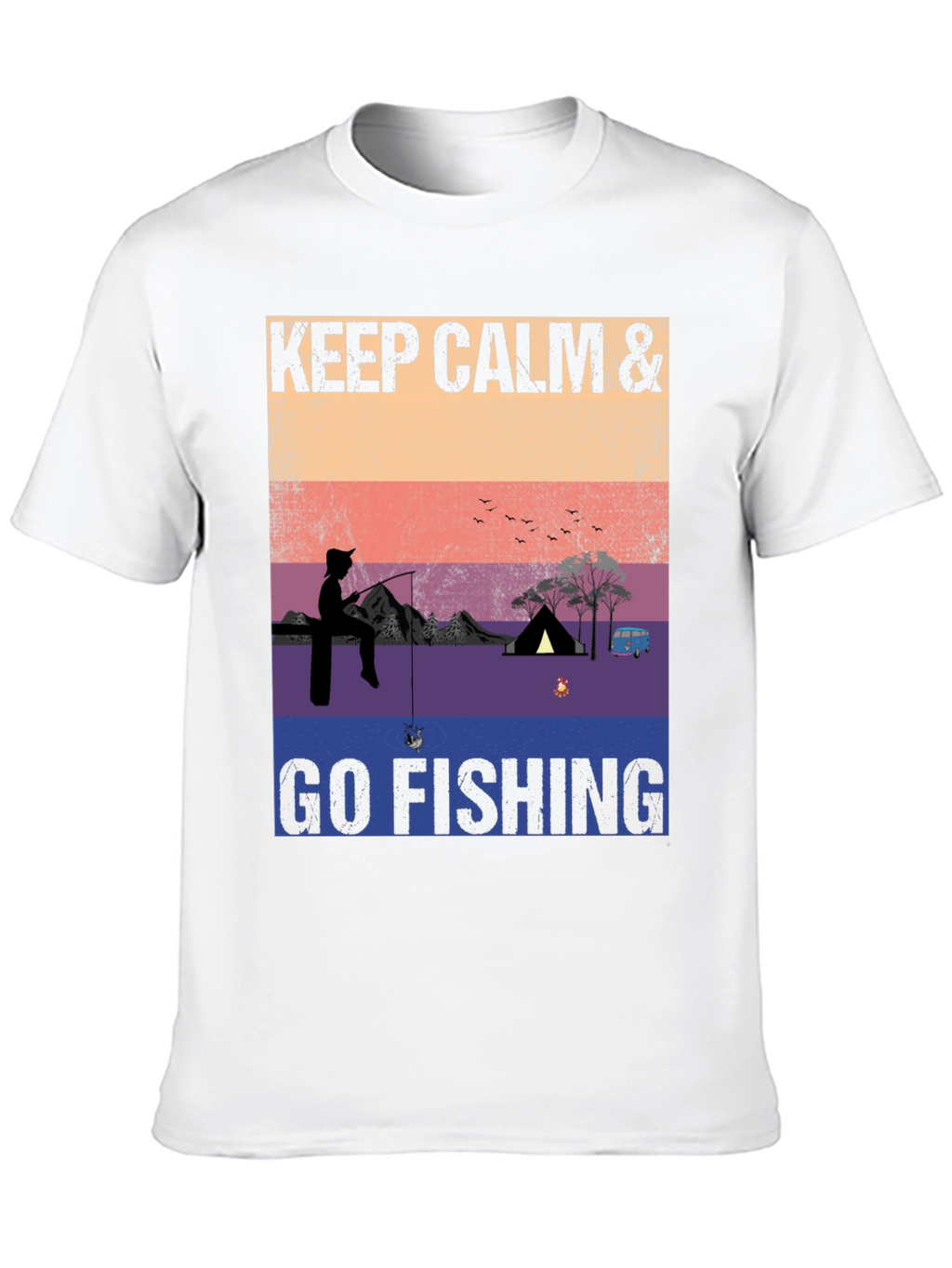 Keep Calm & Go Fishing T-Shirt Camping Adventure Tee