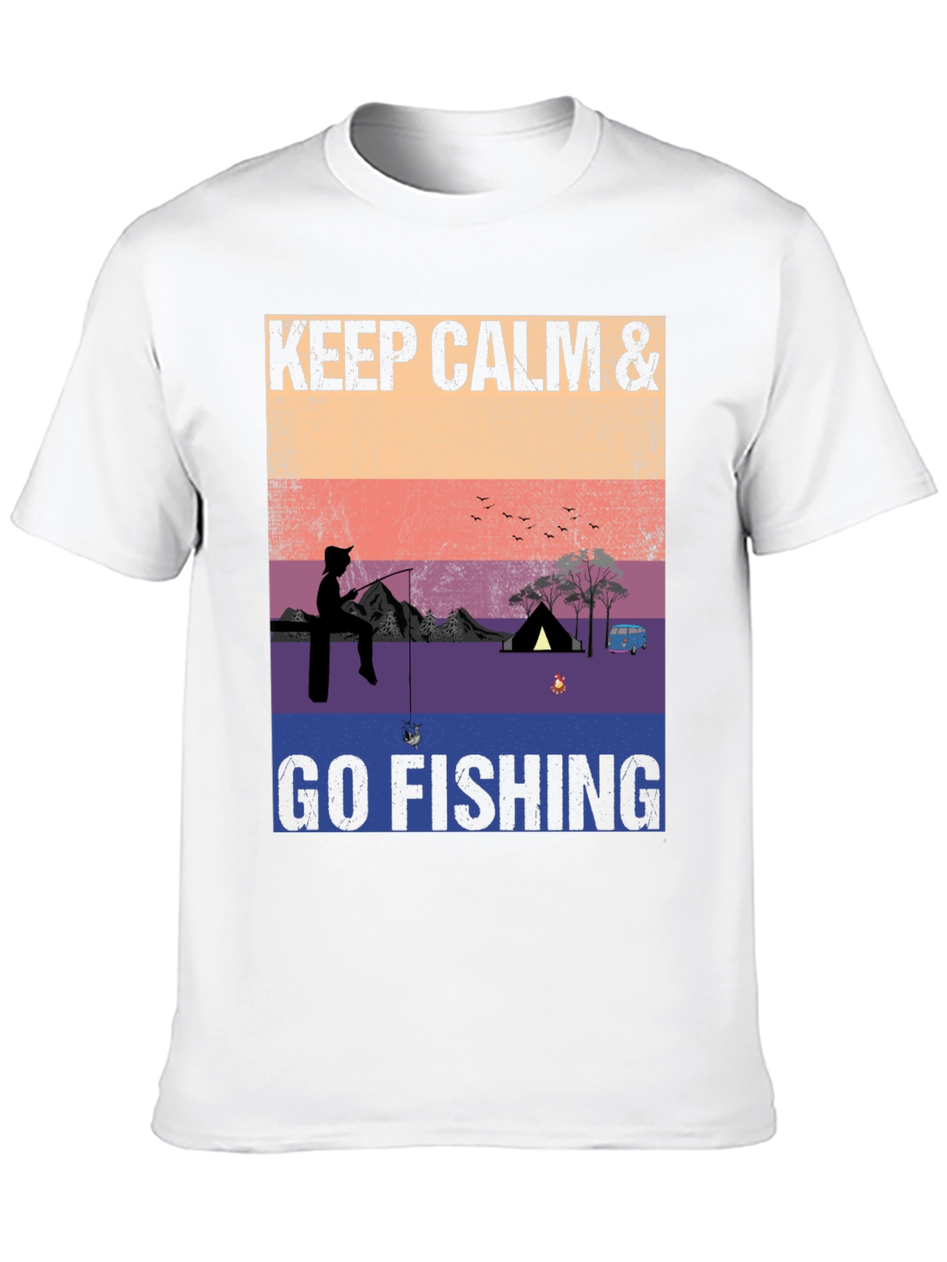 Keep Calm & Go Fishing T-Shirt Camping Adventure Tee