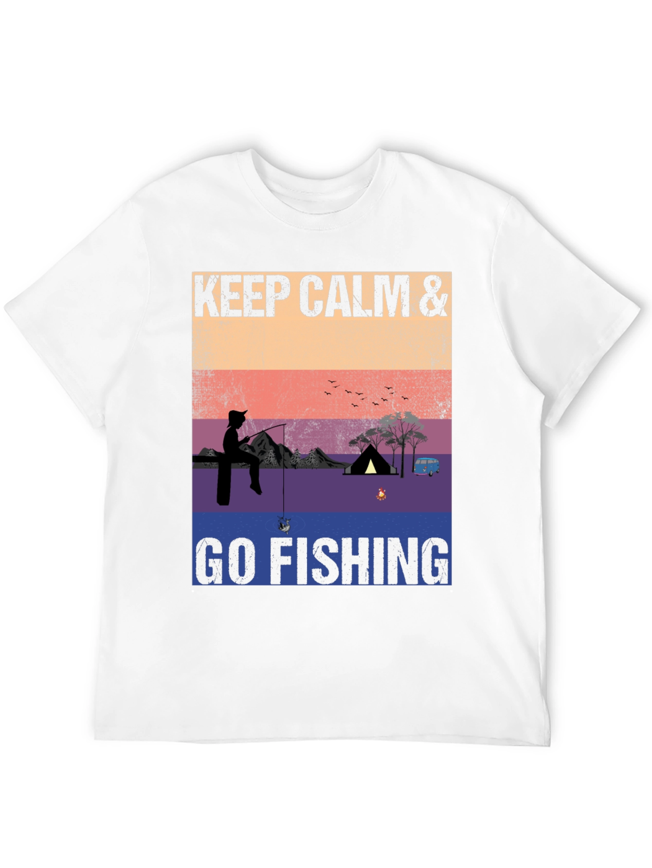Keep Calm & Go Fishing T-Shirt Camping Adventure Tee
