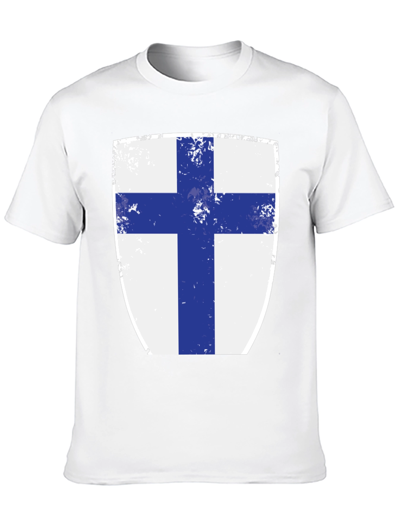 Finnish Flag Shield T-Shirt - Distressed Design