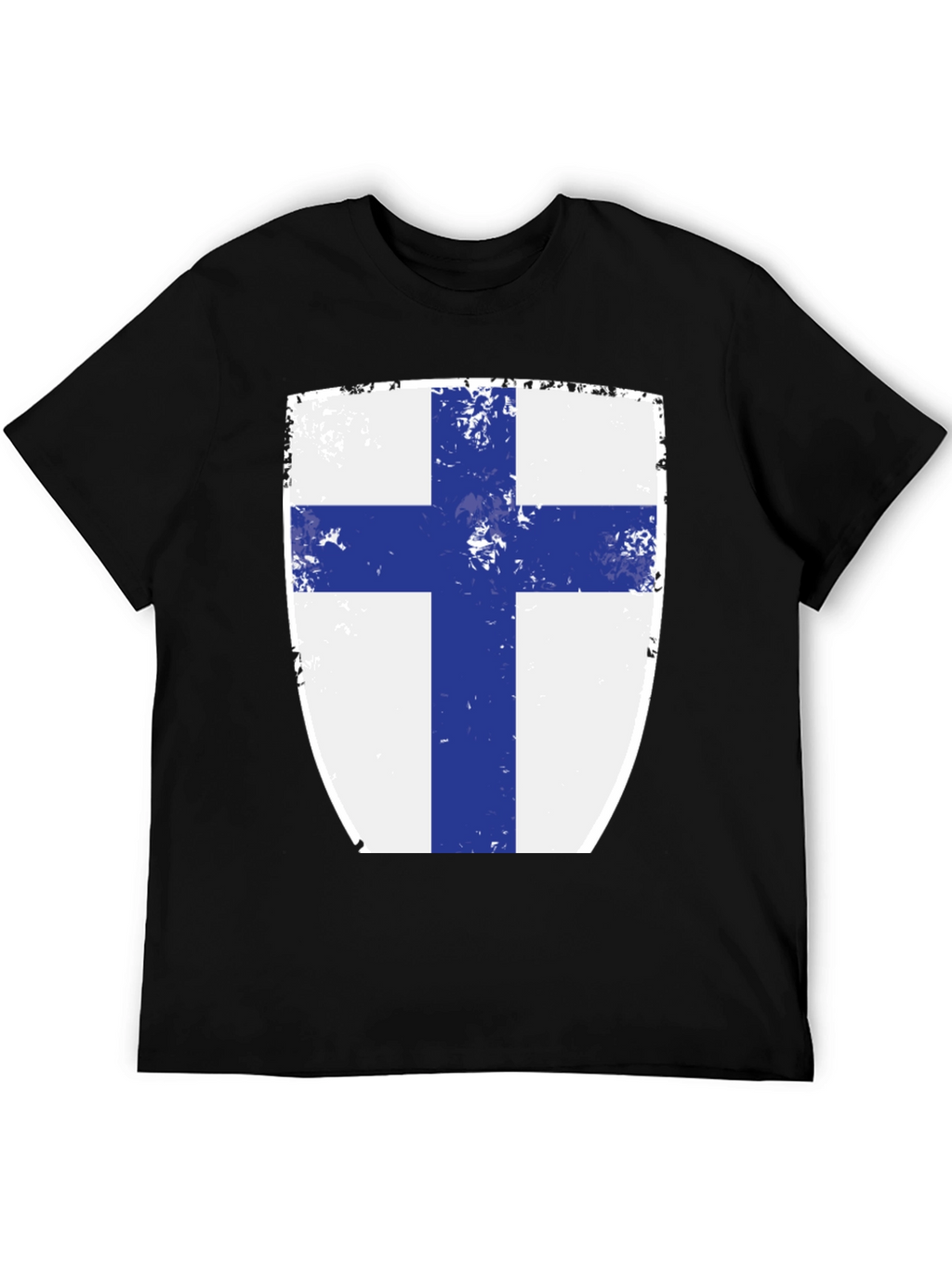 Finnish Flag Shield T-Shirt - Distressed Design