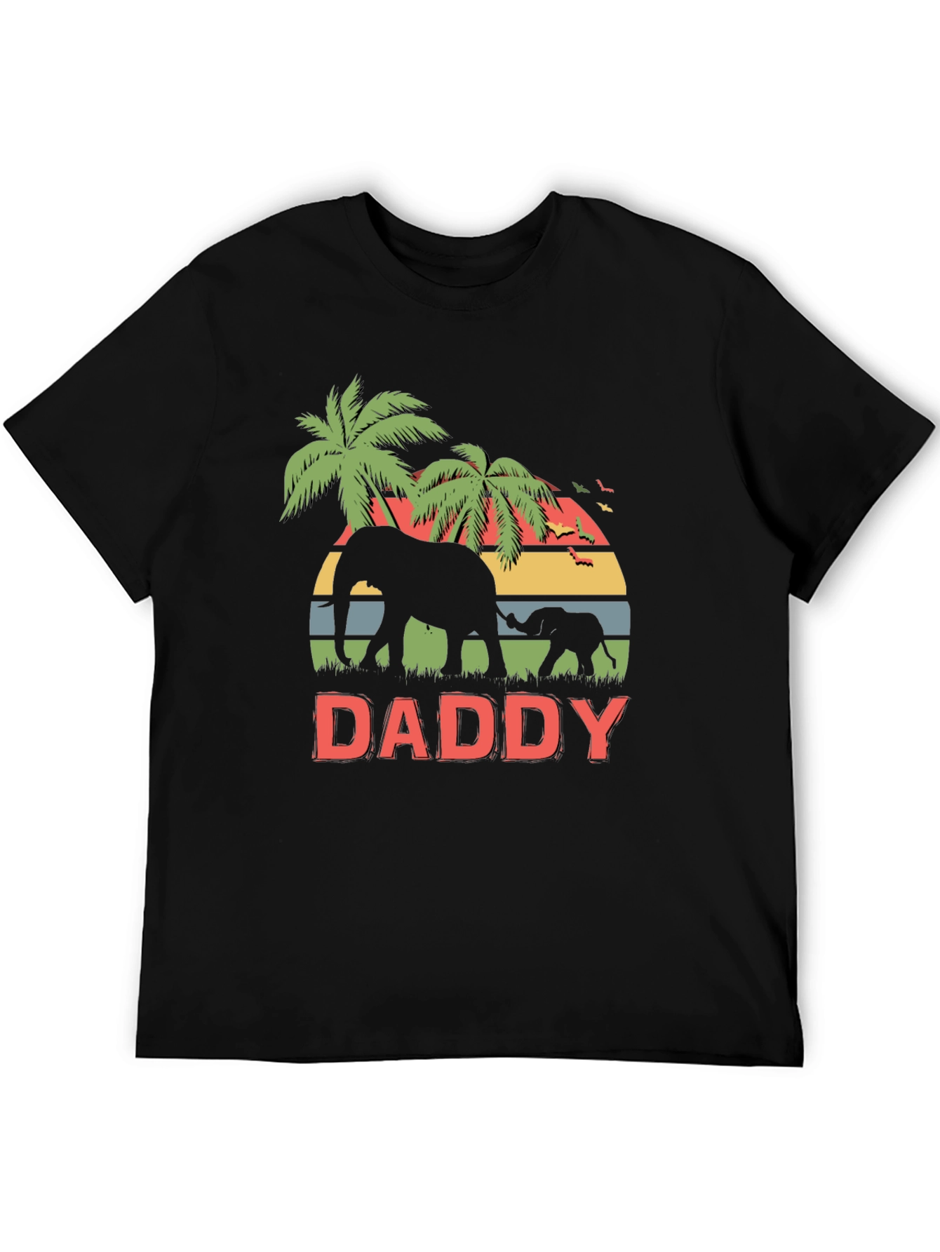 Daddy Elephant Graphic T-Shirt Retro Style