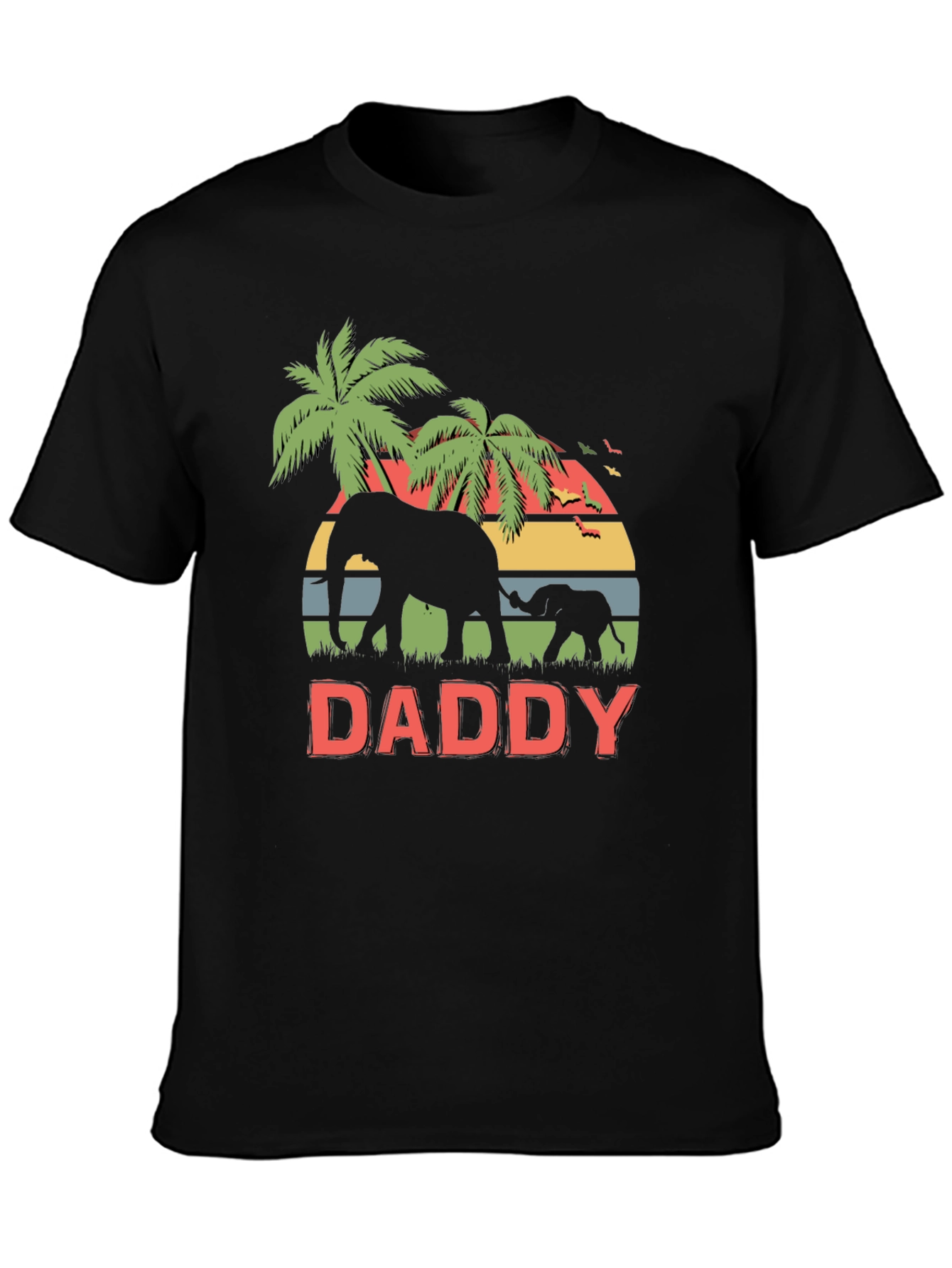 Daddy Elephant Graphic T-Shirt Retro Style