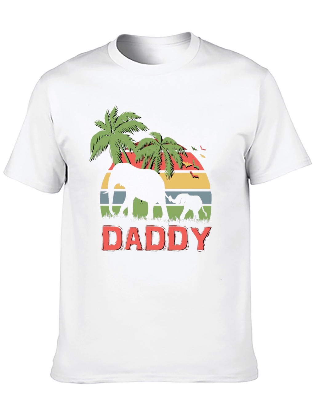 Daddy Elephant Graphic T-Shirt Retro Style