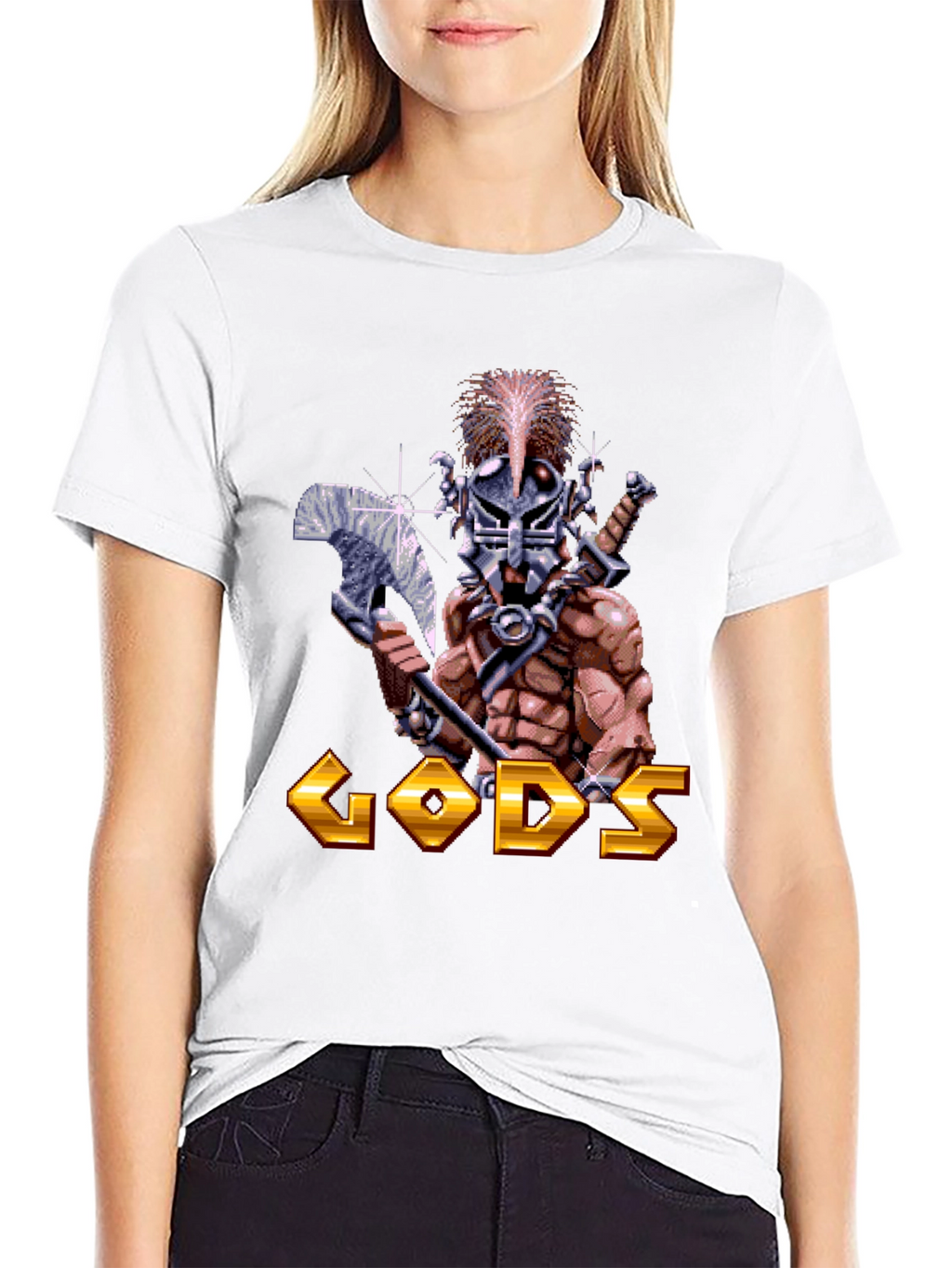 Gods T-Shirt - Retro Pixel Art Warrior