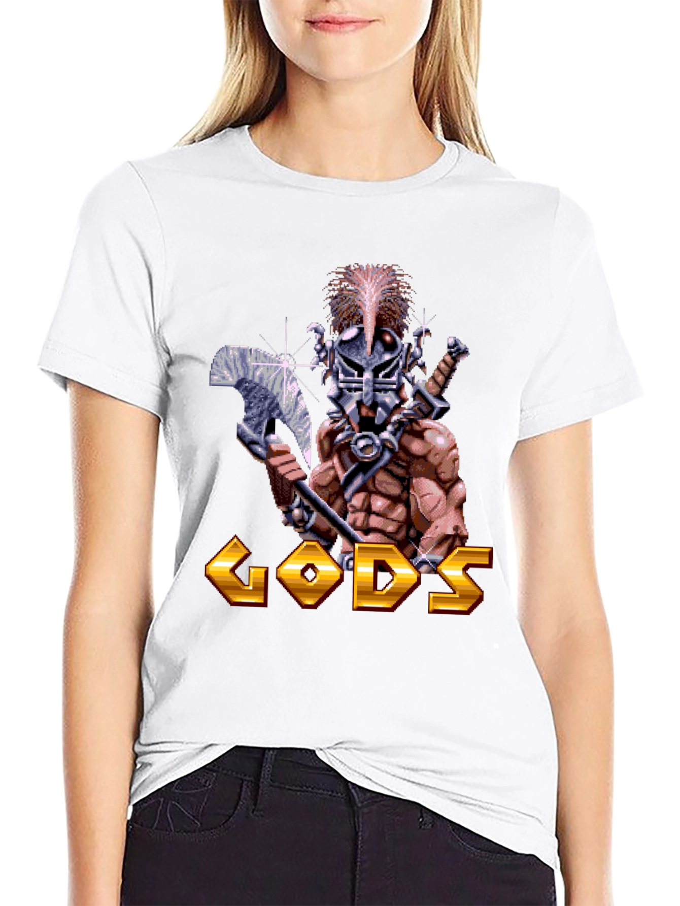 Gods T-Shirt - Retro Pixel Art Warrior