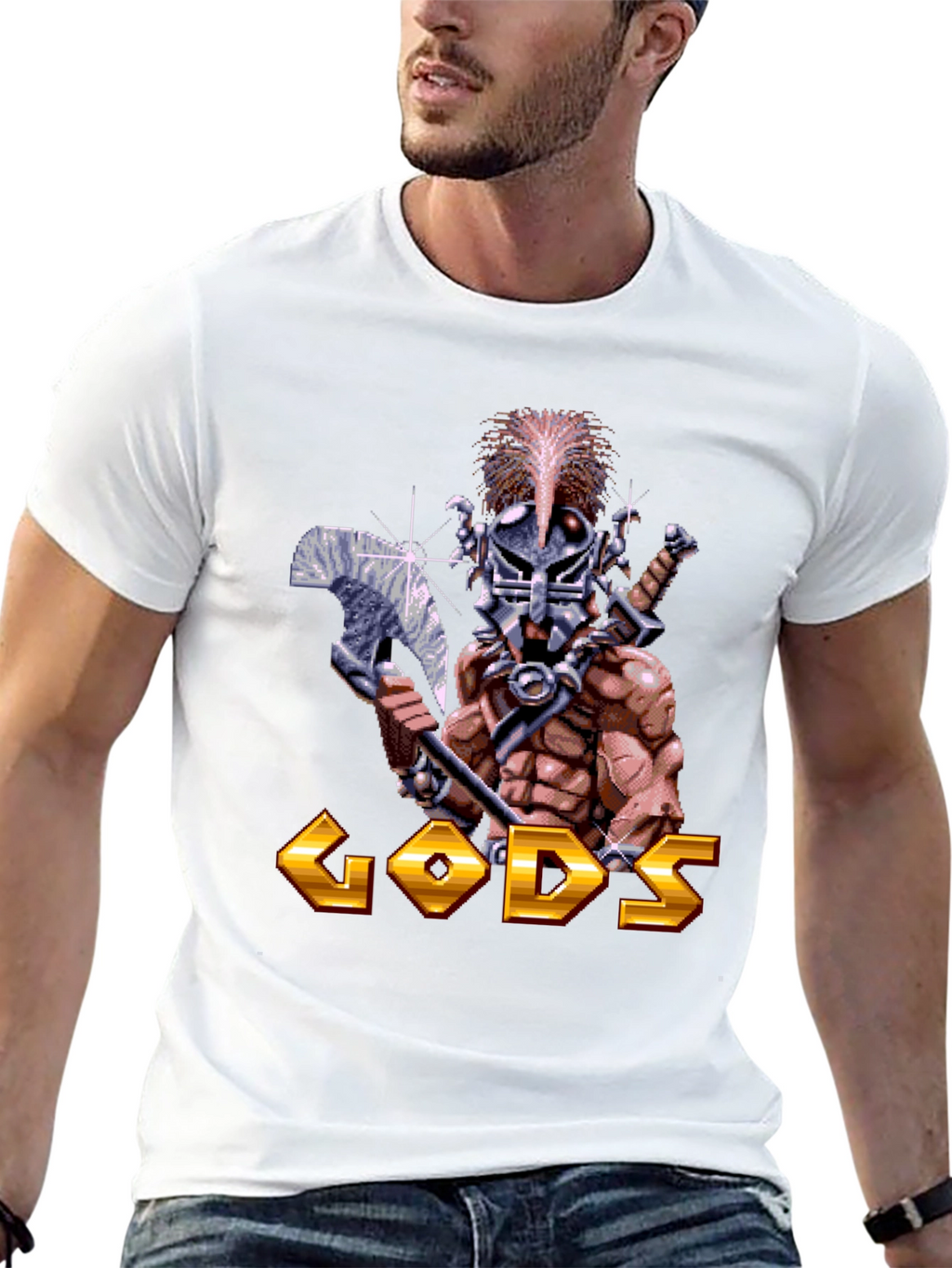 Gods T-Shirt - Retro Pixel Art Warrior