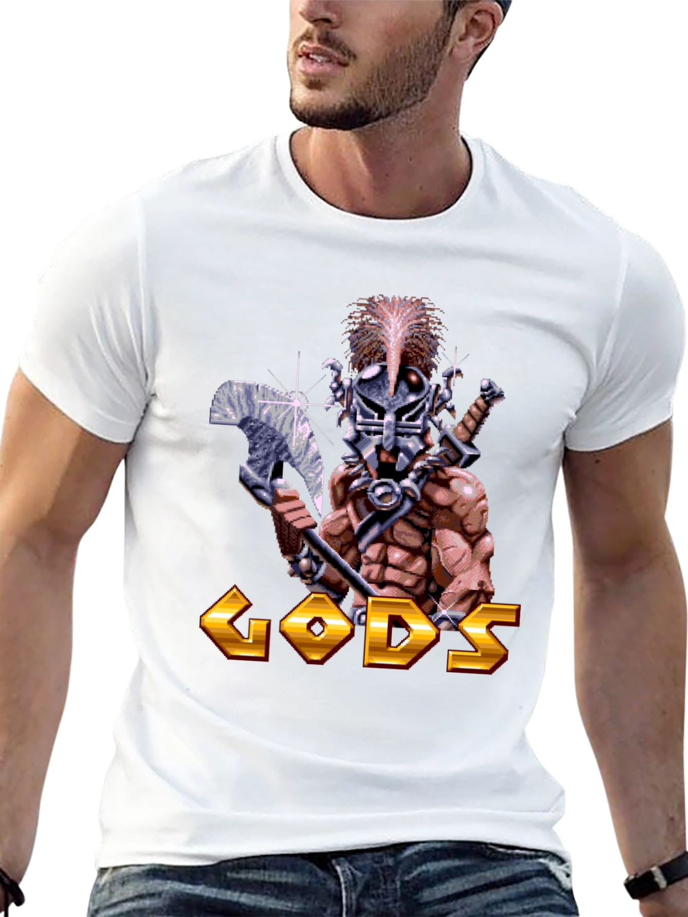 Gods T-Shirt - Retro Pixel Art Warrior