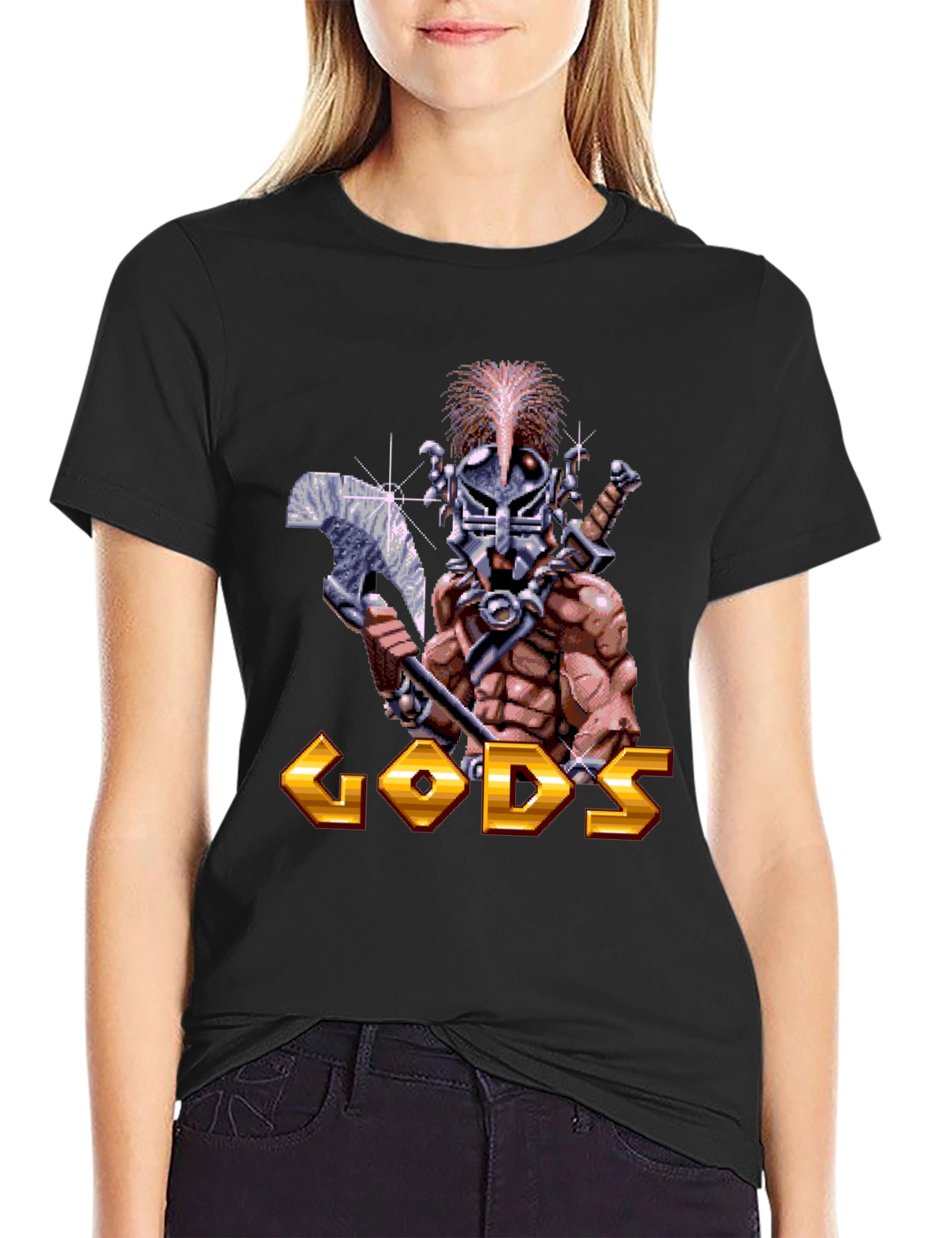 Gods T-Shirt - Retro Pixel Art Warrior
