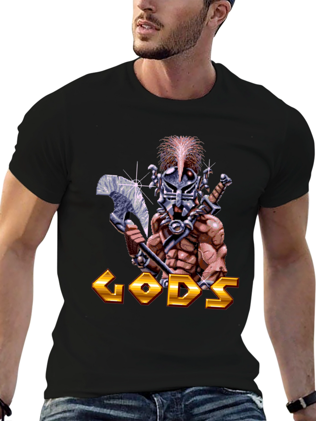 Gods T-Shirt - Retro Pixel Art Warrior
