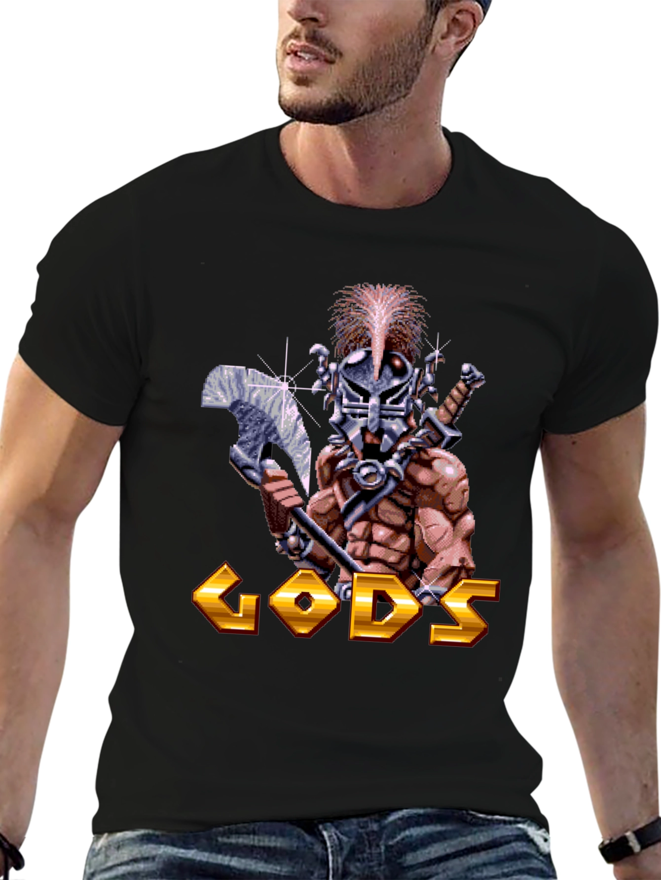 Gods T-Shirt - Retro Pixel Art Warrior