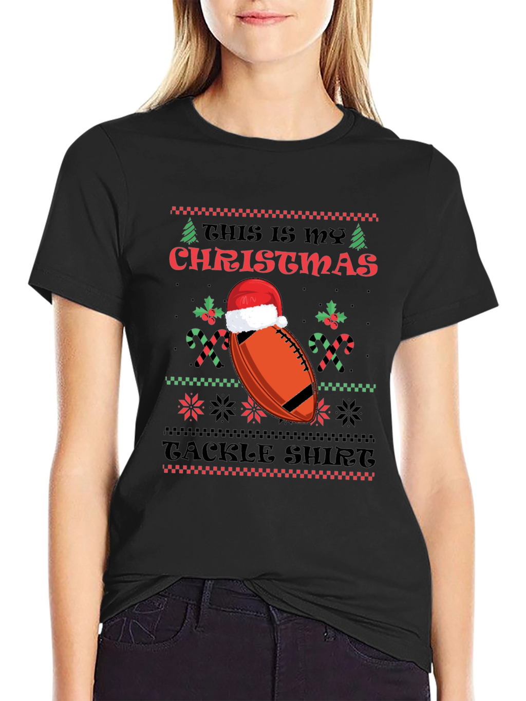 Funny Christmas Football Tackle Shirt