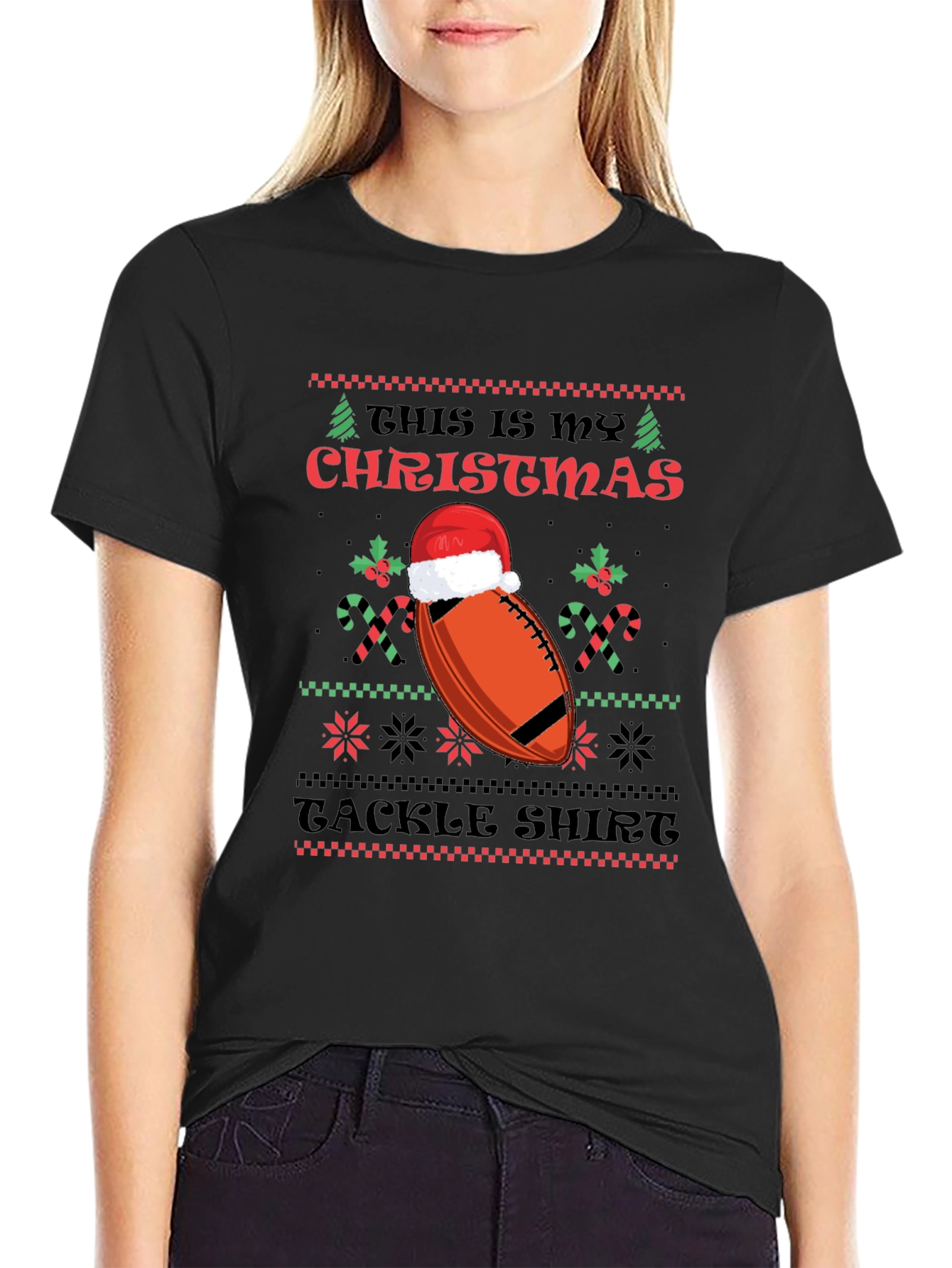 Funny Christmas Football Tackle Shirt