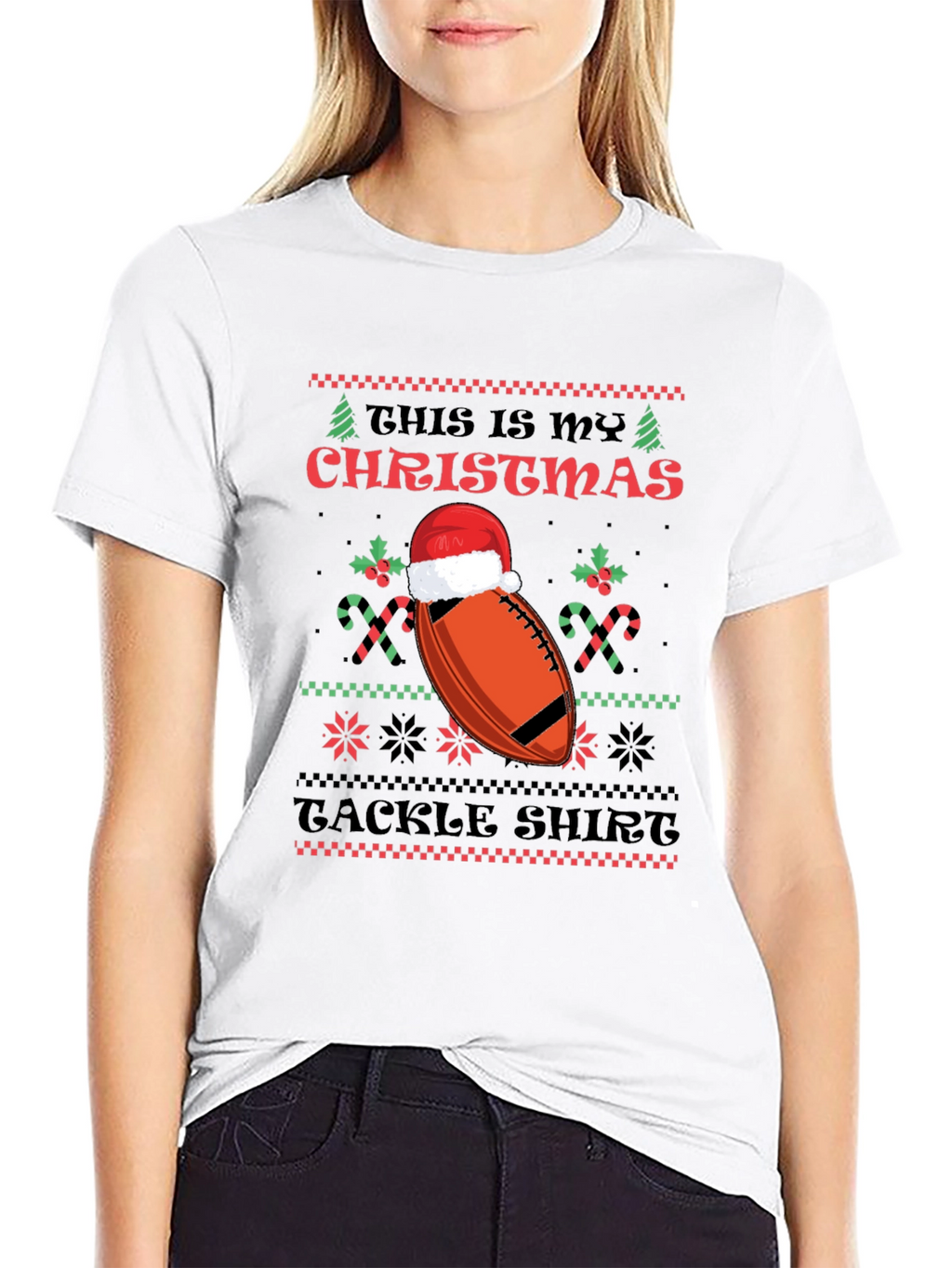 Funny Christmas Football Tackle Shirt