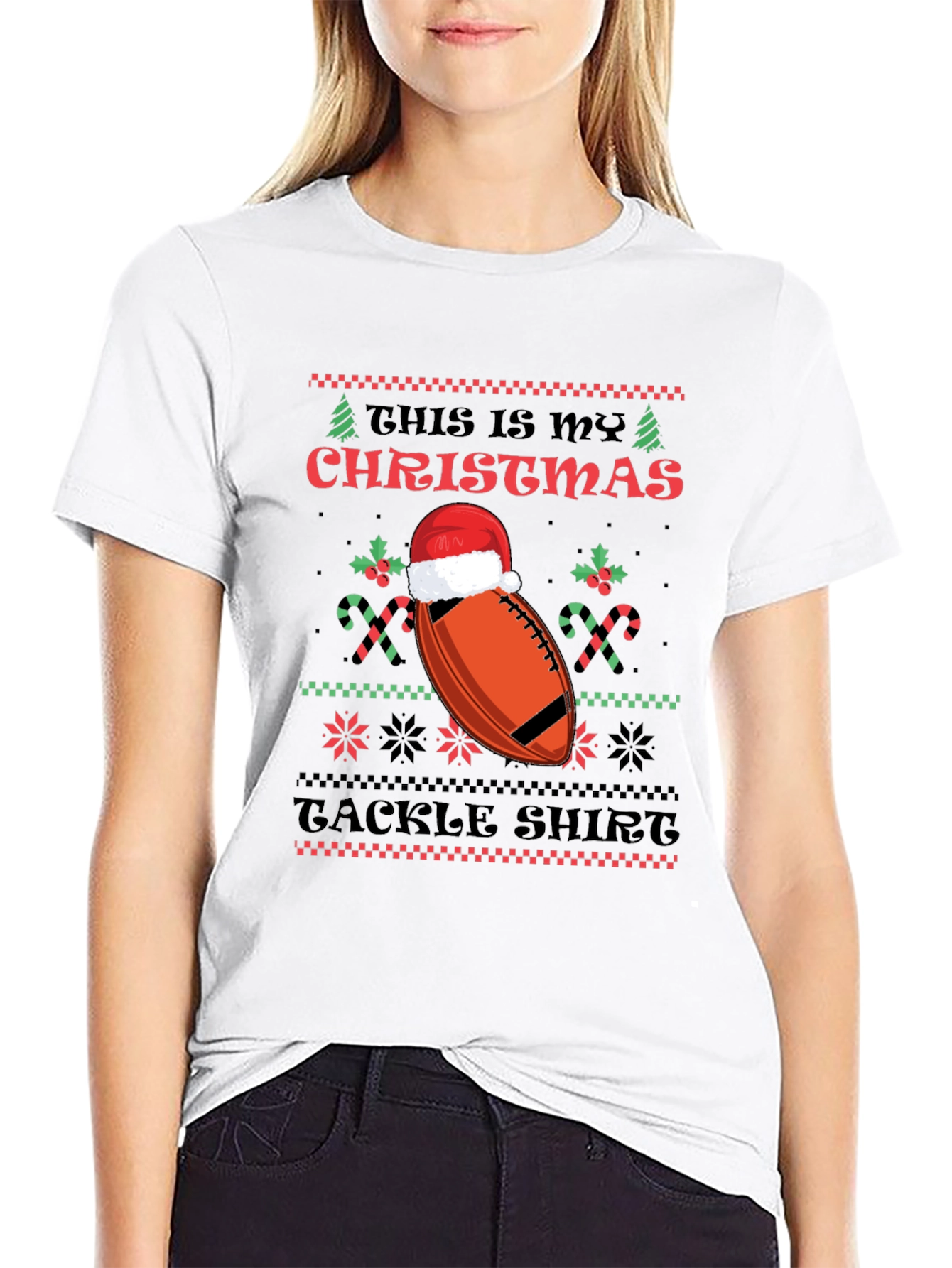 Funny Christmas Football Tackle Shirt