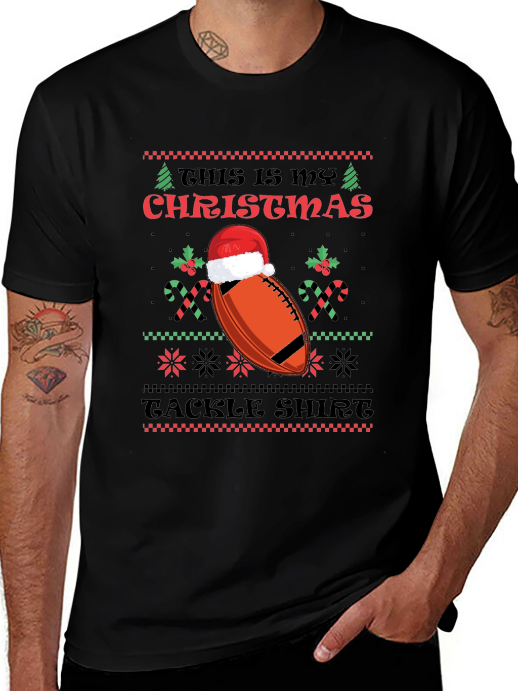 Funny Christmas Football Tackle Shirt