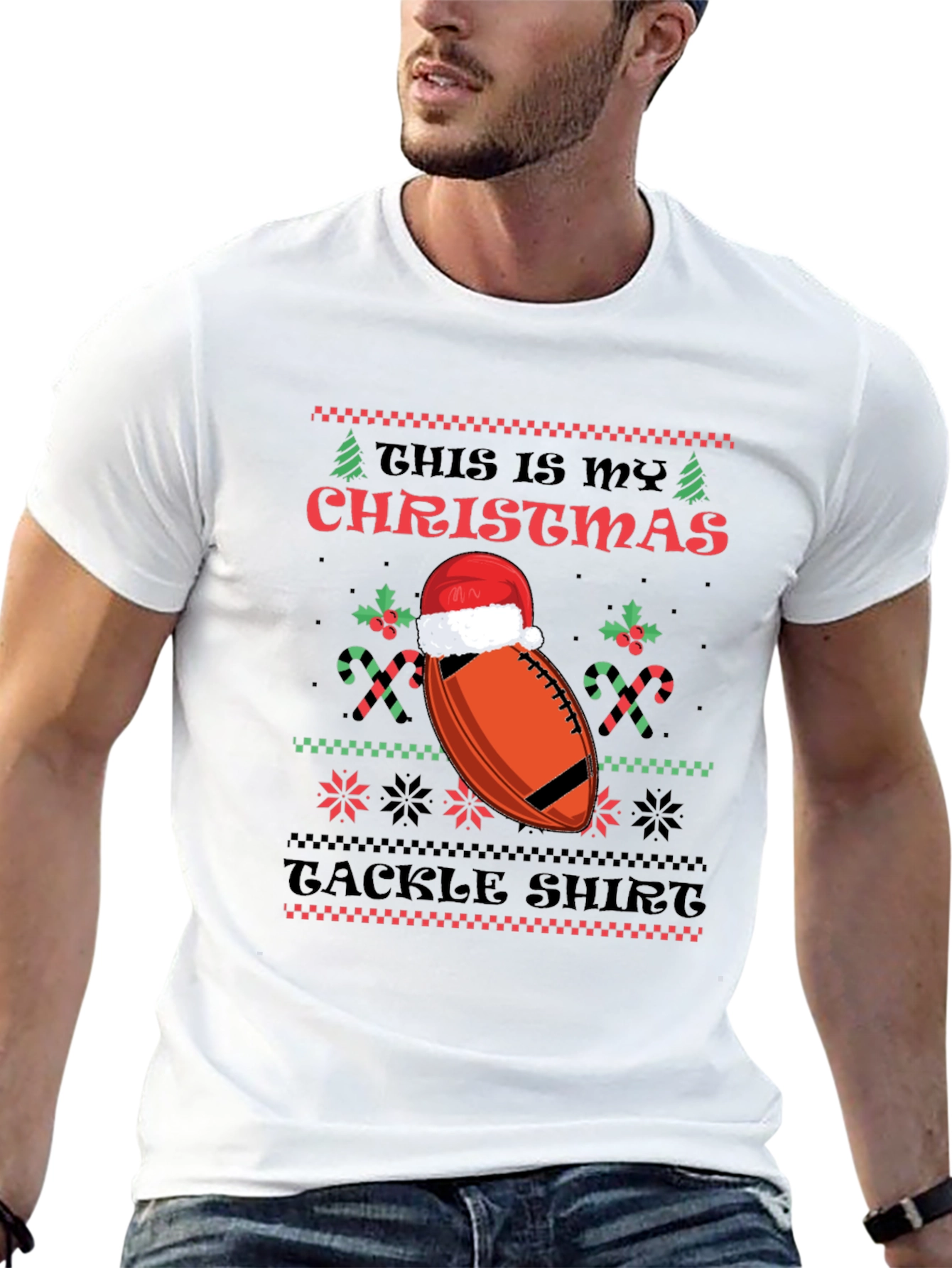 Funny Christmas Football Tackle Shirt