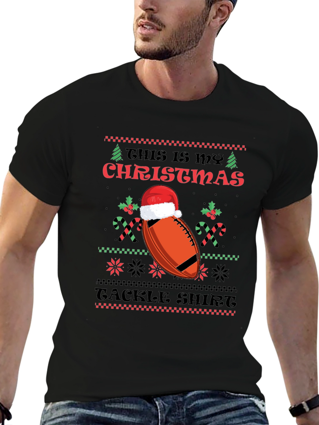 Funny Christmas Football Tackle Shirt