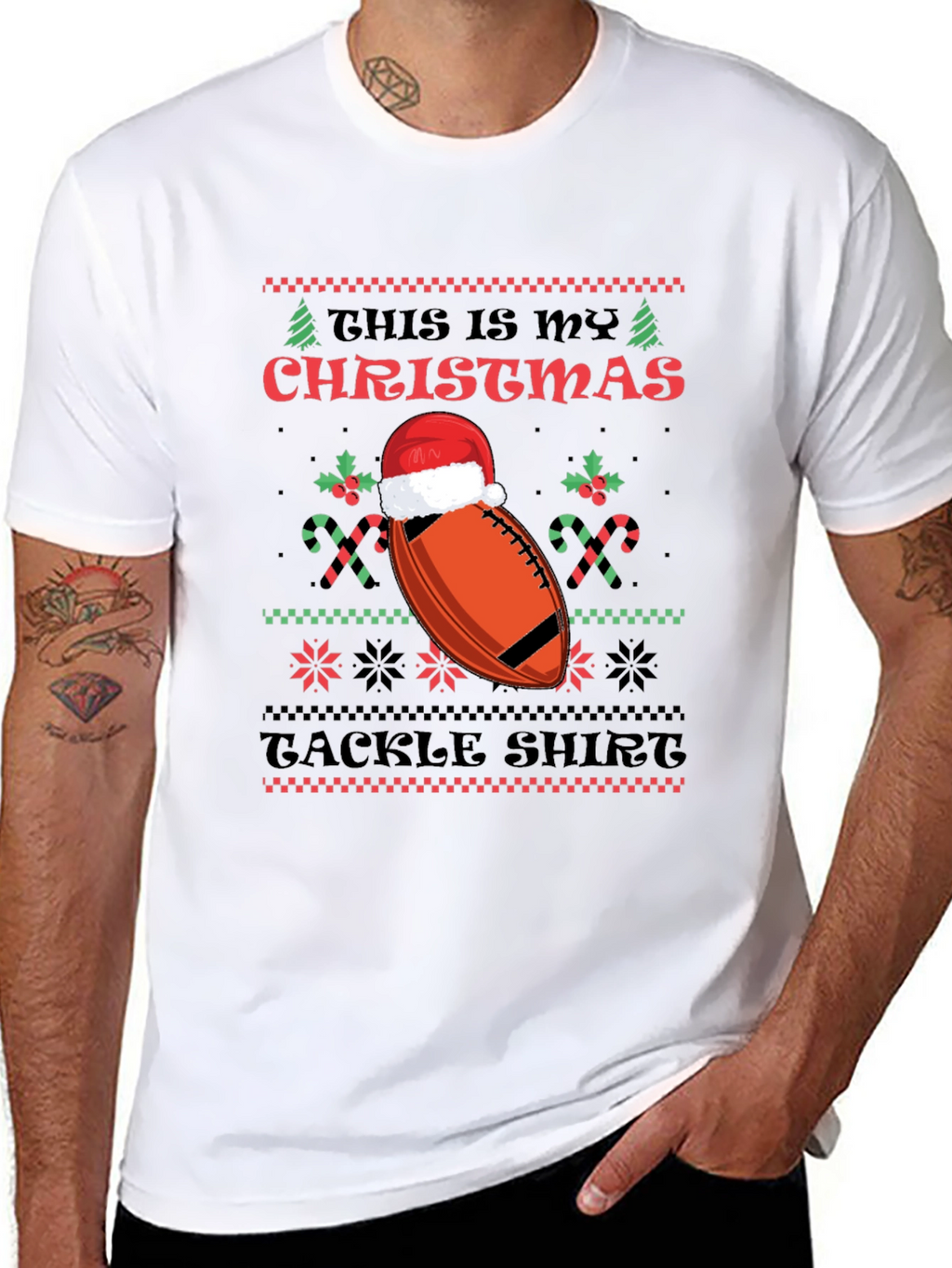 Funny Christmas Football Tackle Shirt