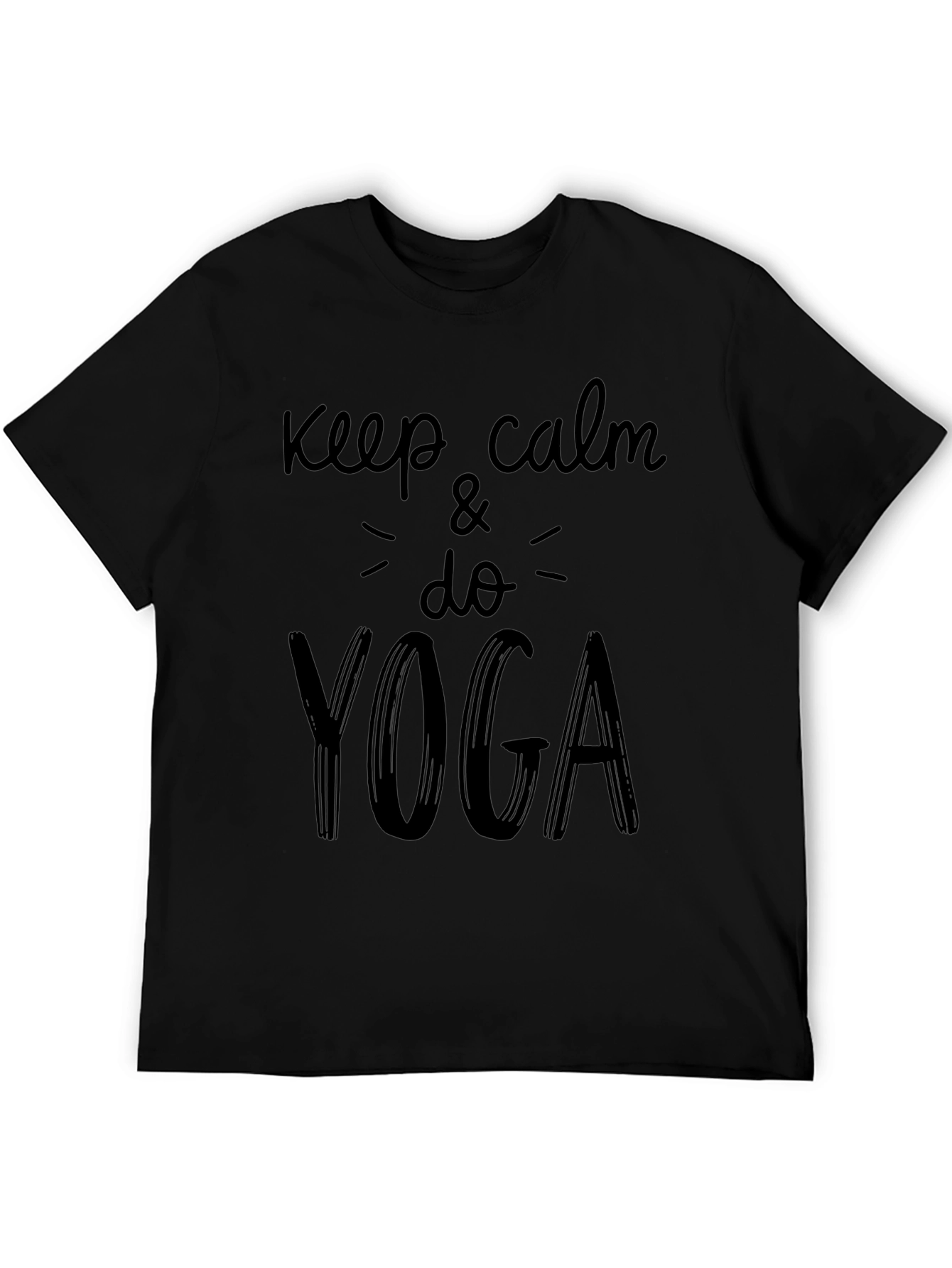 Keep Calm & Do Yoga Graphic Tee - Black Casual T-Shirt