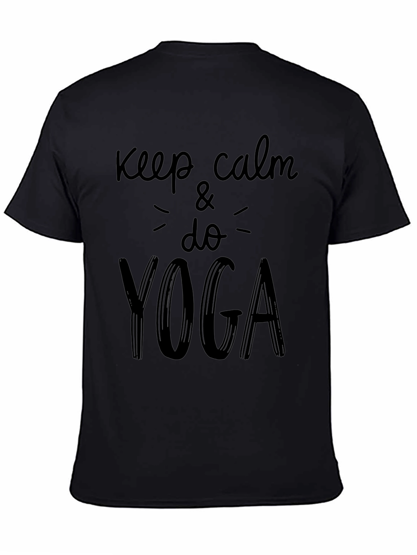 Keep Calm & Do Yoga Graphic Tee - Black Casual T-Shirt