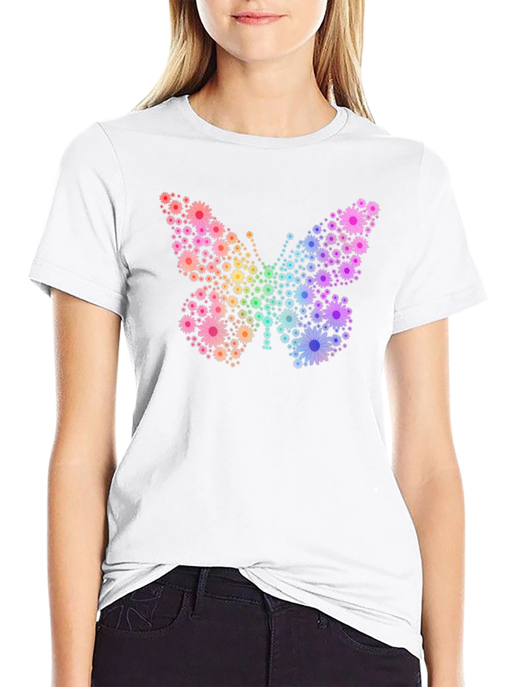 Floral Butterfly Graphic Tee - Trendy & Unique