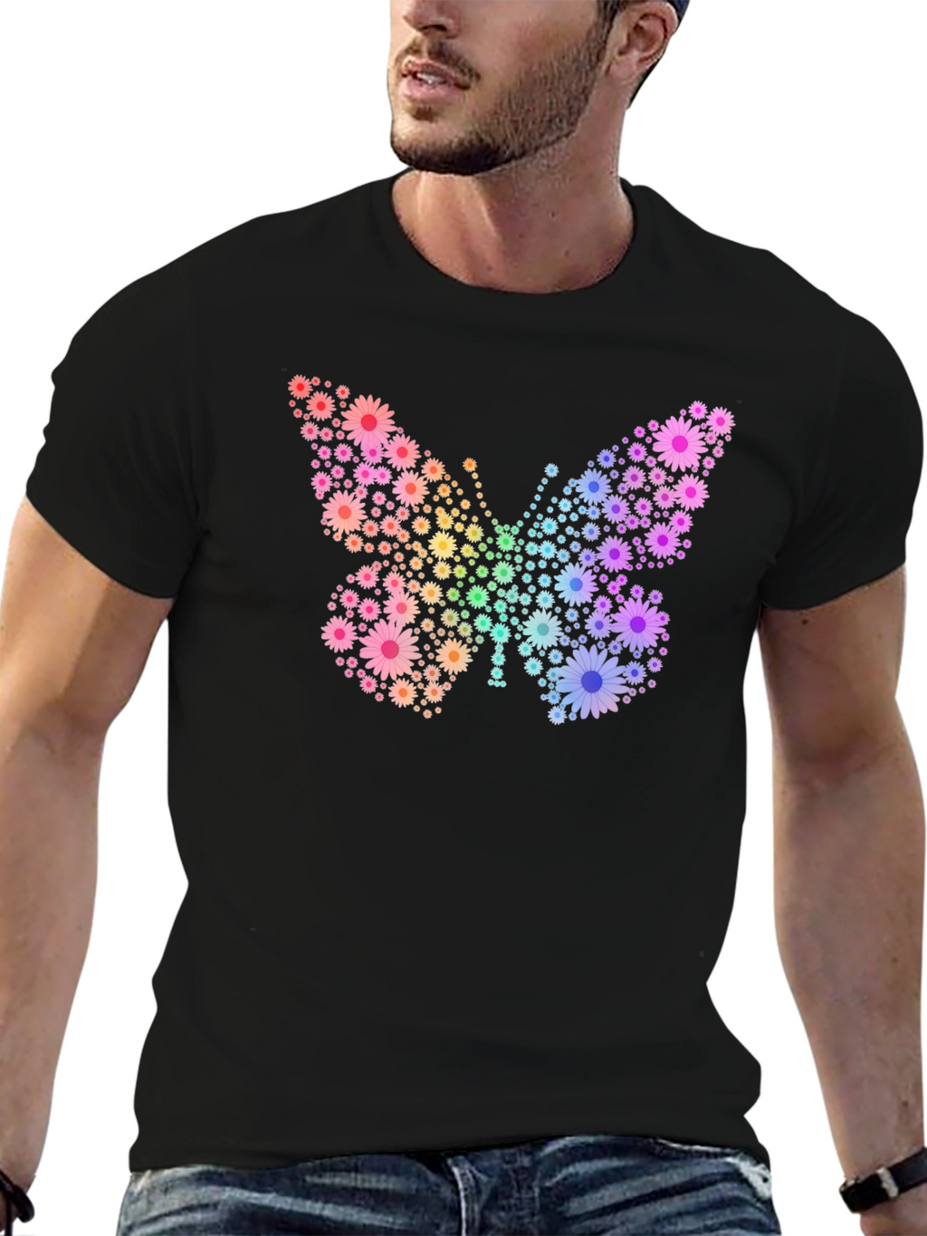 Floral Butterfly Graphic Tee - Trendy & Unique