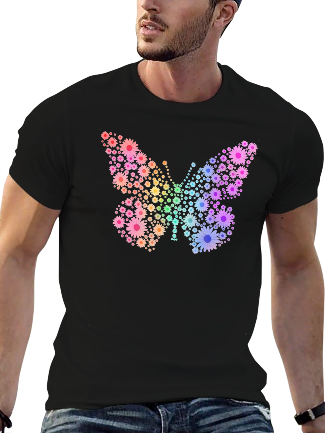 Floral Butterfly Graphic Tee - Trendy & Unique