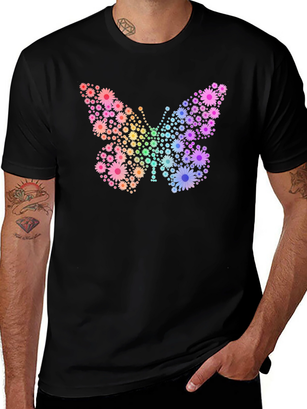 Floral Butterfly Graphic Tee - Trendy & Unique