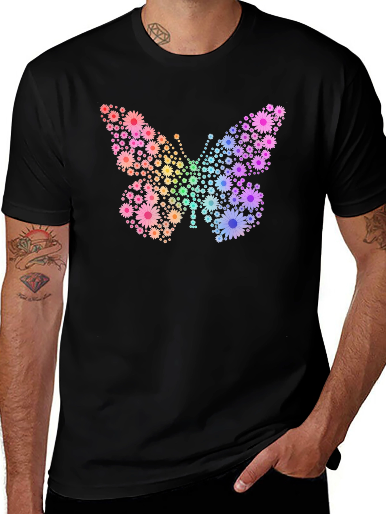 Floral Butterfly Graphic Tee - Trendy & Unique