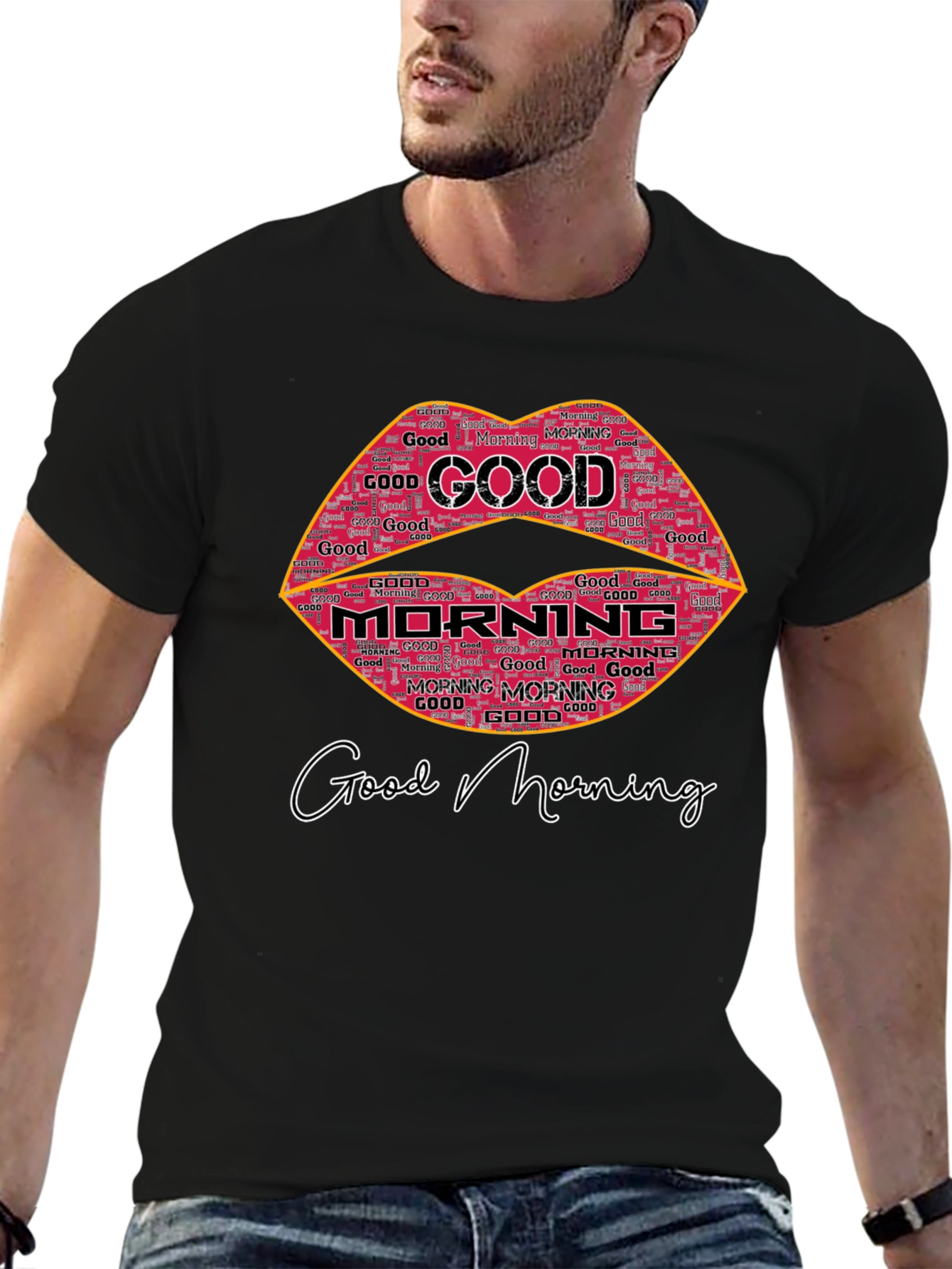 Good Morning Lip Print T-Shirt