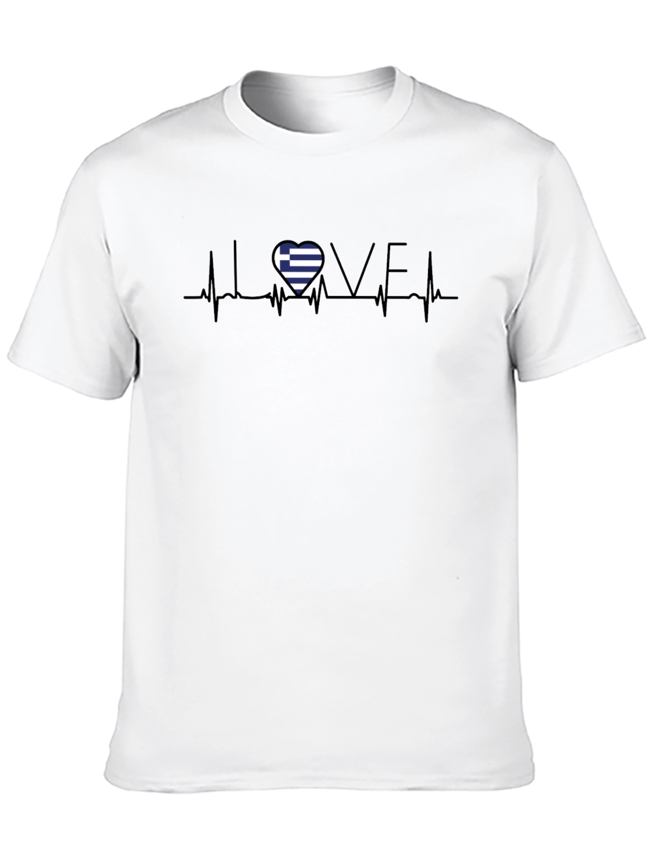 Greece Heartbeat T-Shirt - Love Greek Flag Tee