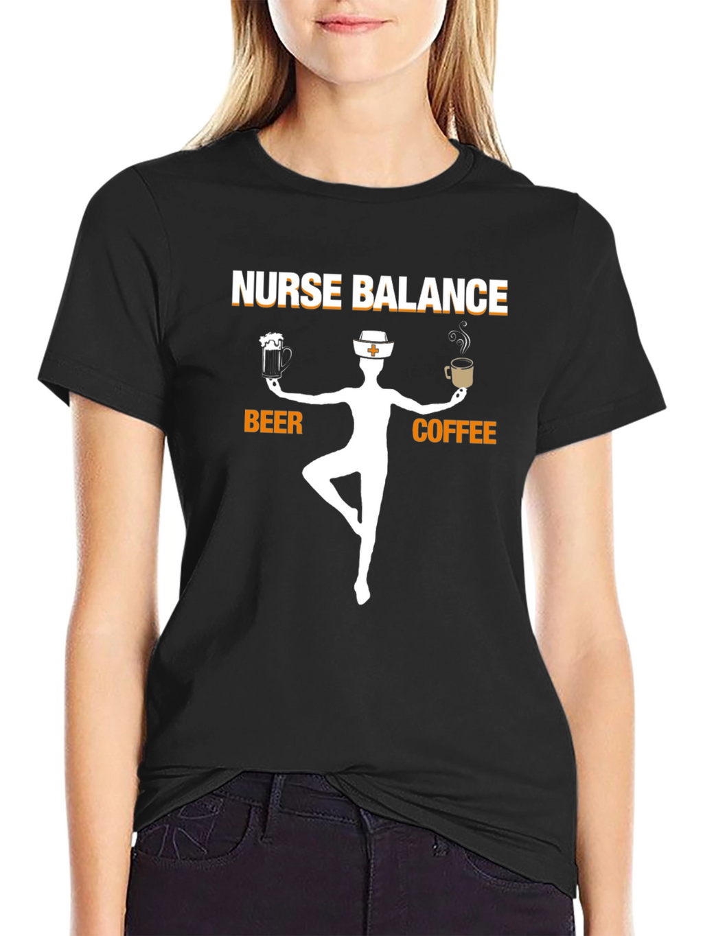 Nurse Balance Beer Coffee Graphic T-Shirt