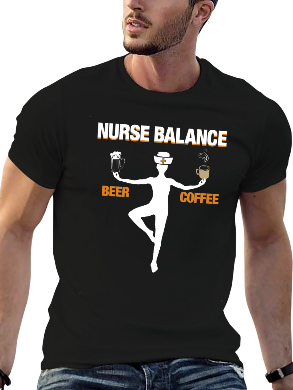 Nurse Balance Beer Coffee Graphic T-Shirt