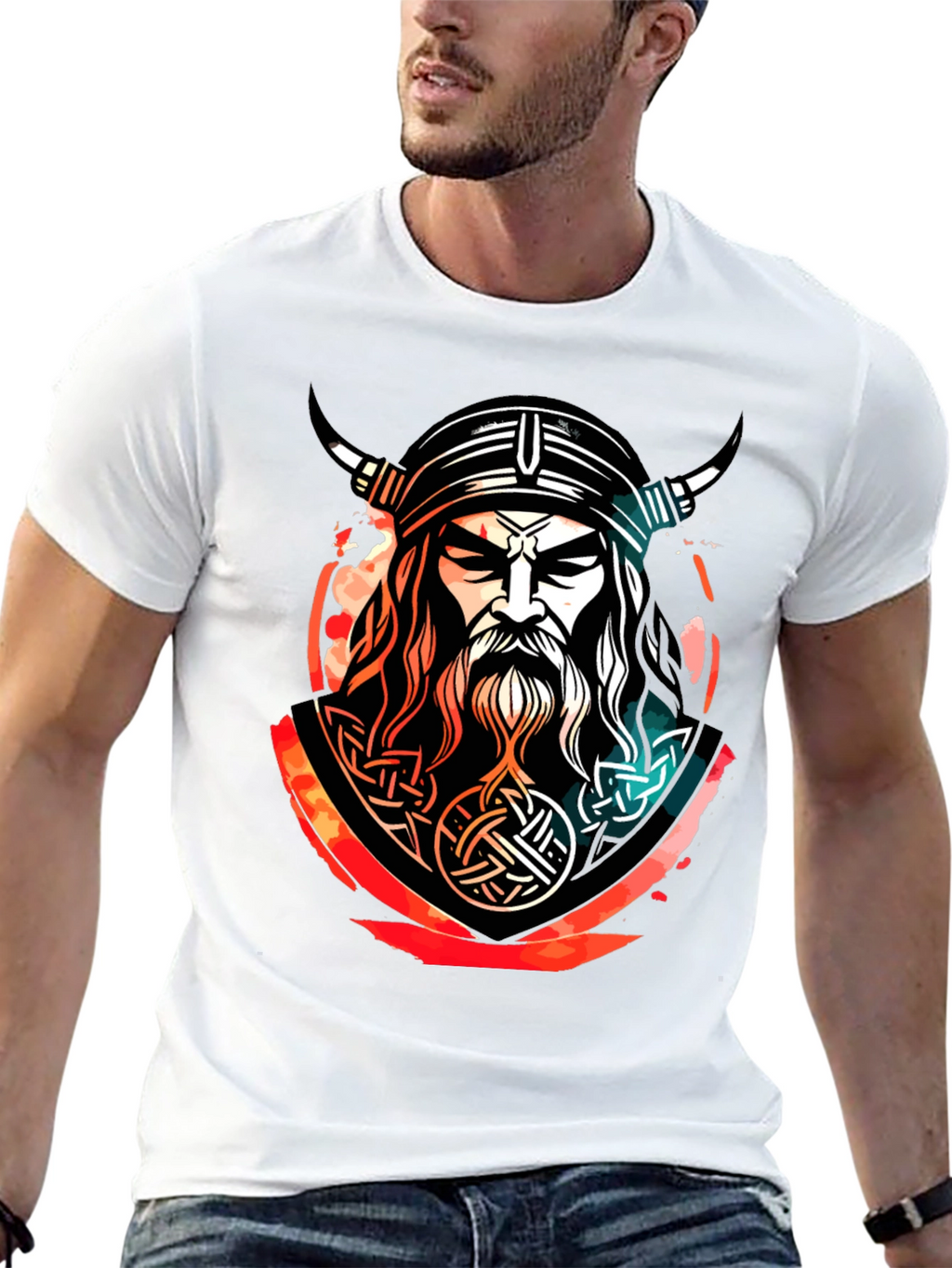 Viking Warrior Graphic Tee - Black