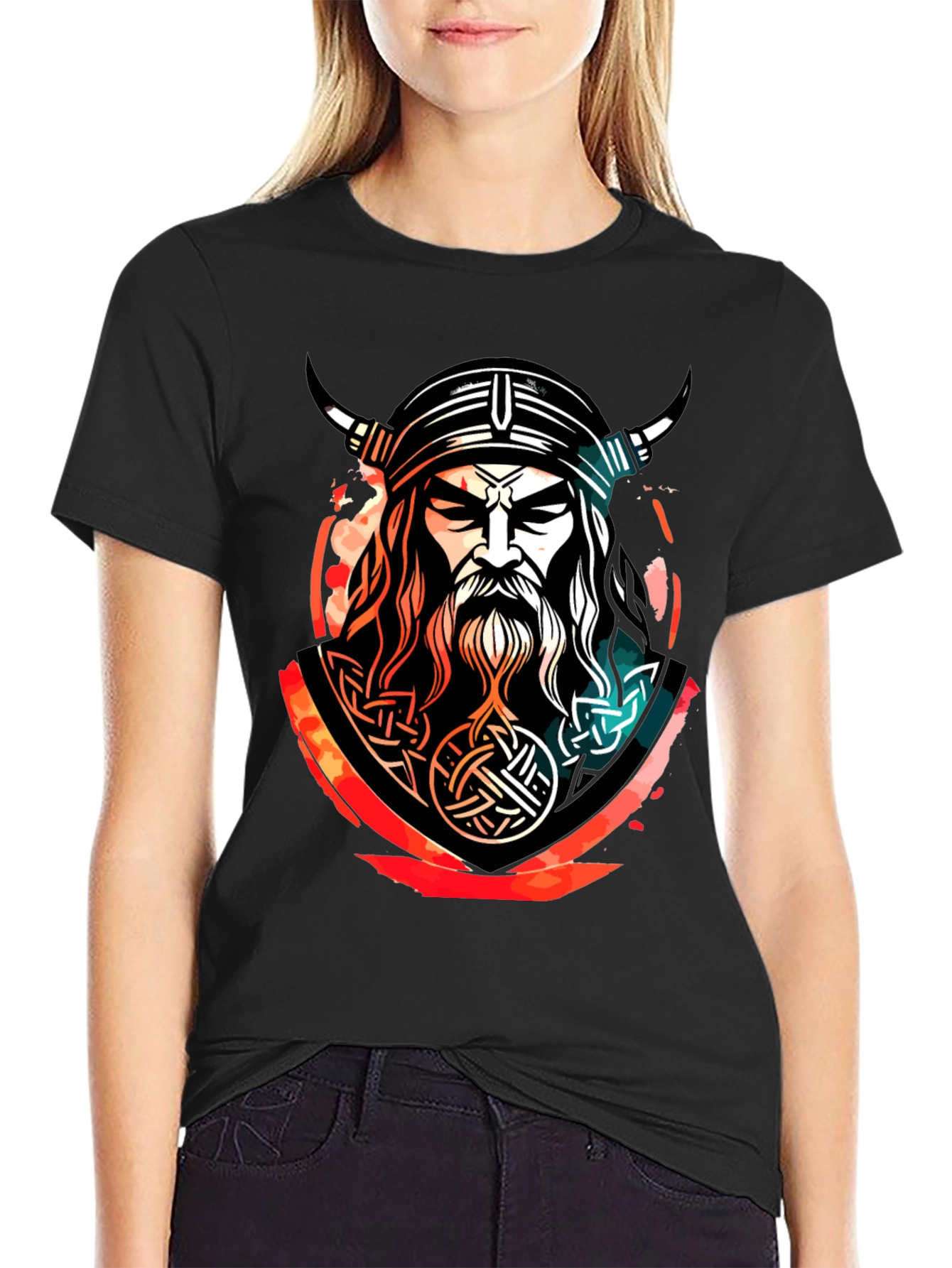 Viking Warrior Graphic Tee - Black