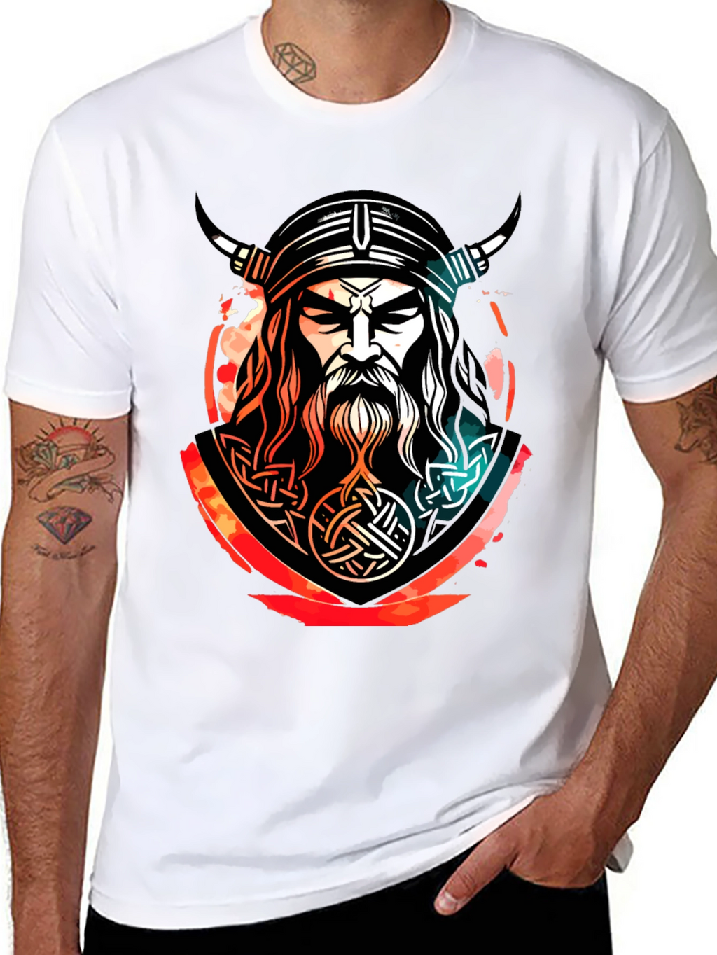 Viking Warrior Graphic Tee - Black