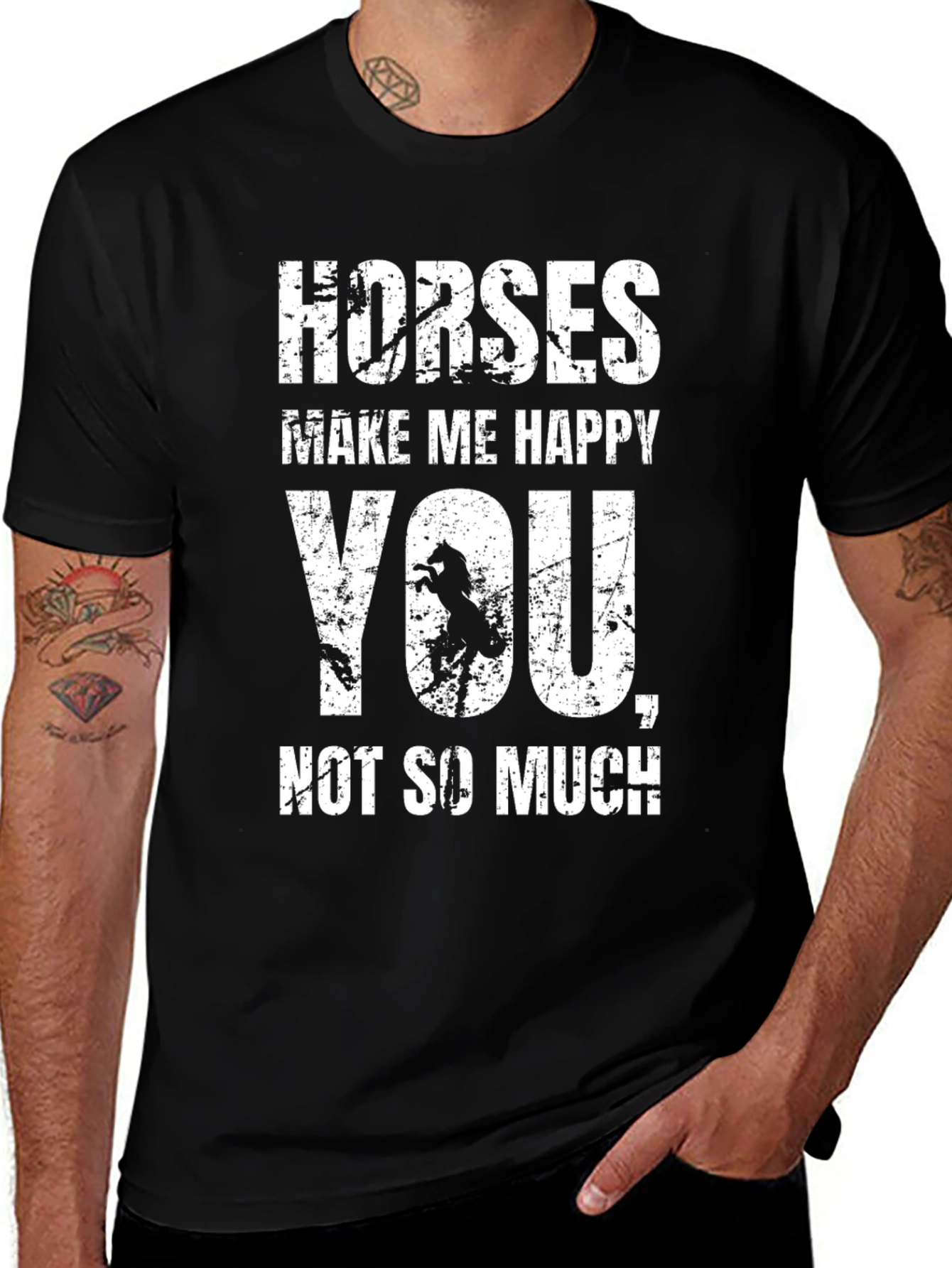 Horses Make Me Happy T-Shirt - Novelty Graphic Tee