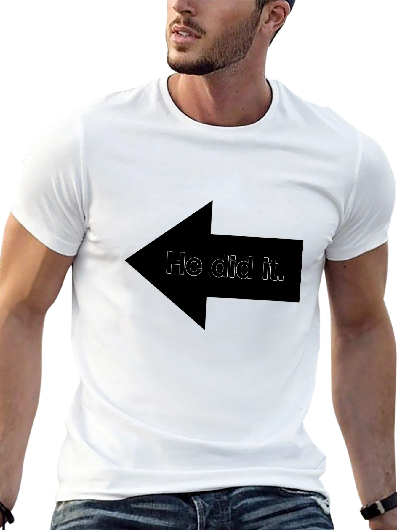 Funny He Did It Arrow Graphic T-Shirt
