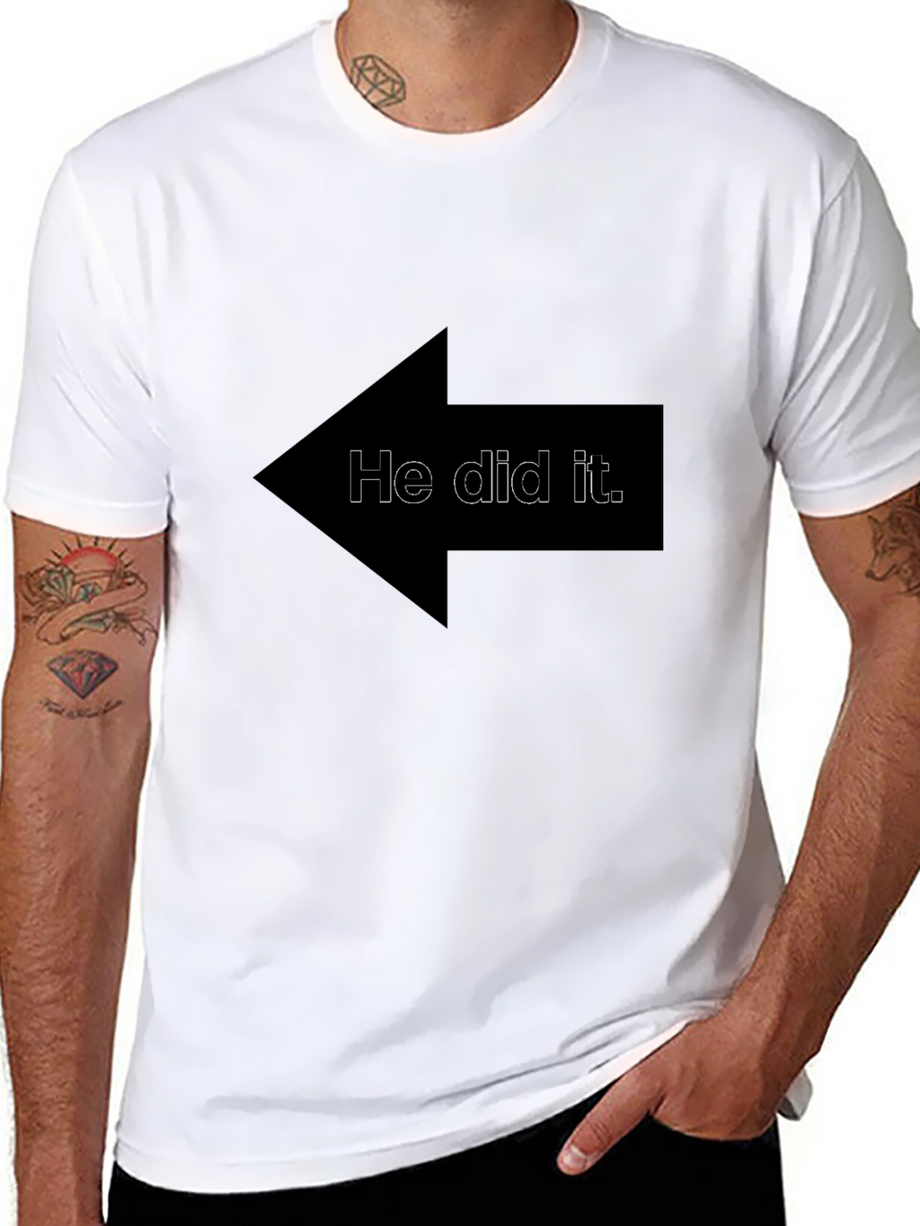 Funny He Did It Arrow Graphic T-Shirt