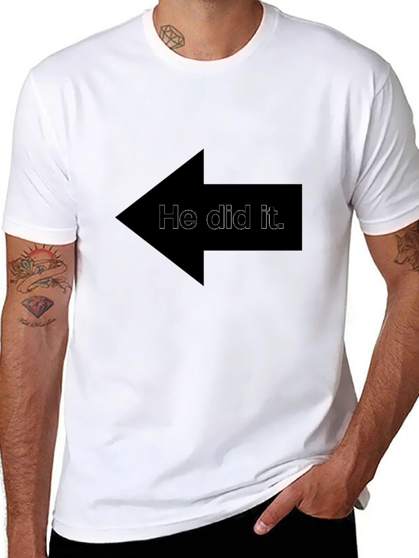 Funny He Did It Arrow Graphic T-Shirt
