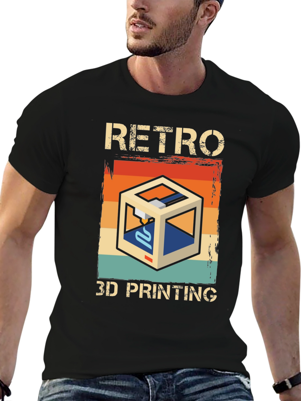 Retro 3D Printing Graphic Tee - Cool Tech Shirt