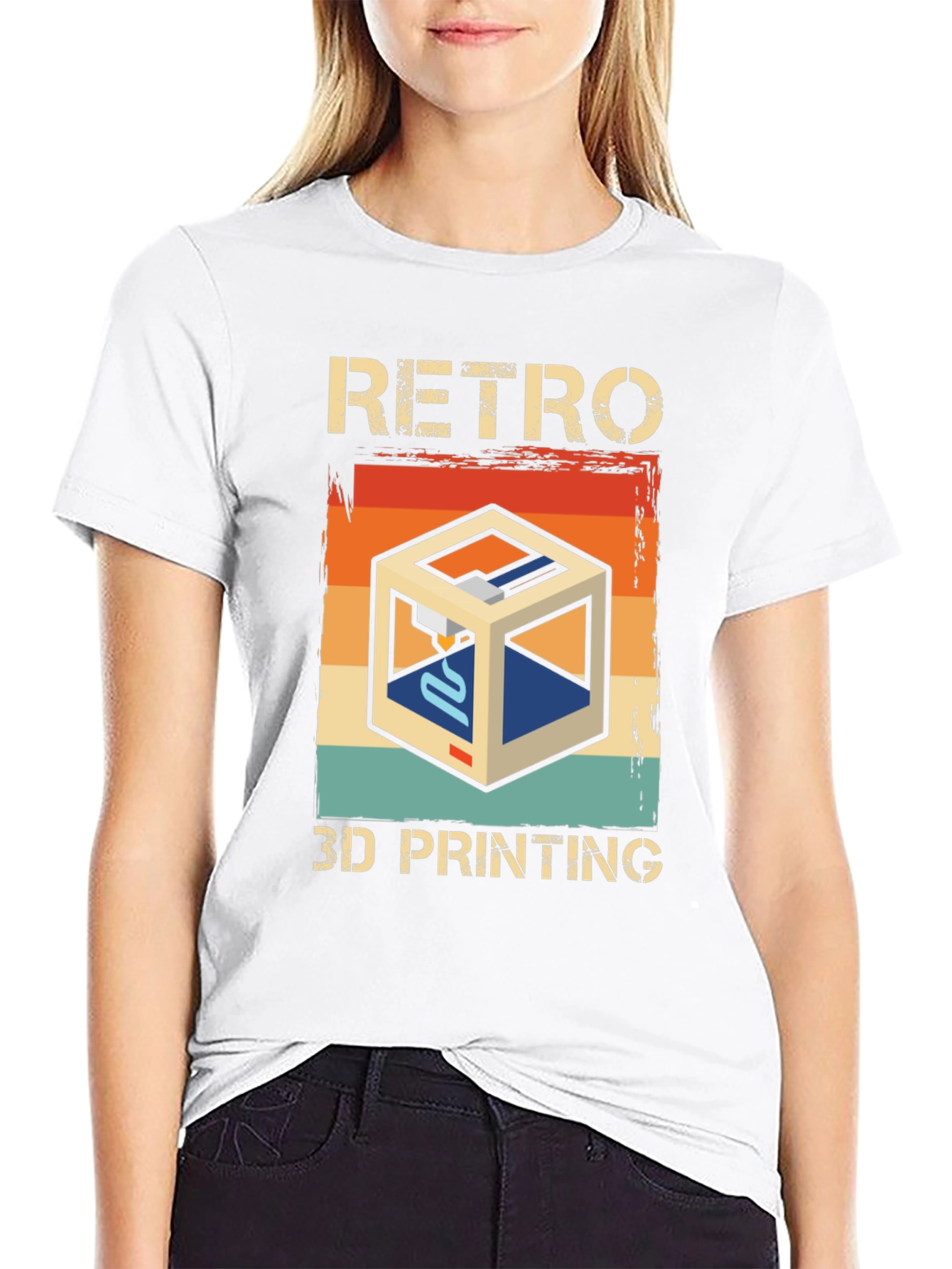 Retro 3D Printing Graphic Tee - Cool Tech Shirt