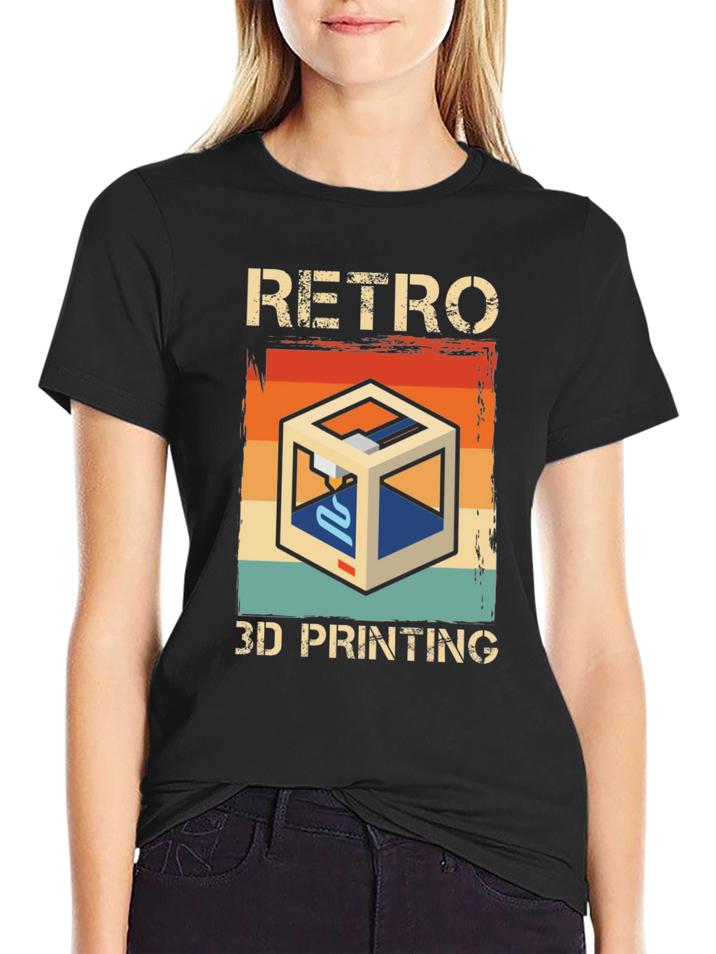 Retro 3D Printing Graphic Tee - Cool Tech Shirt